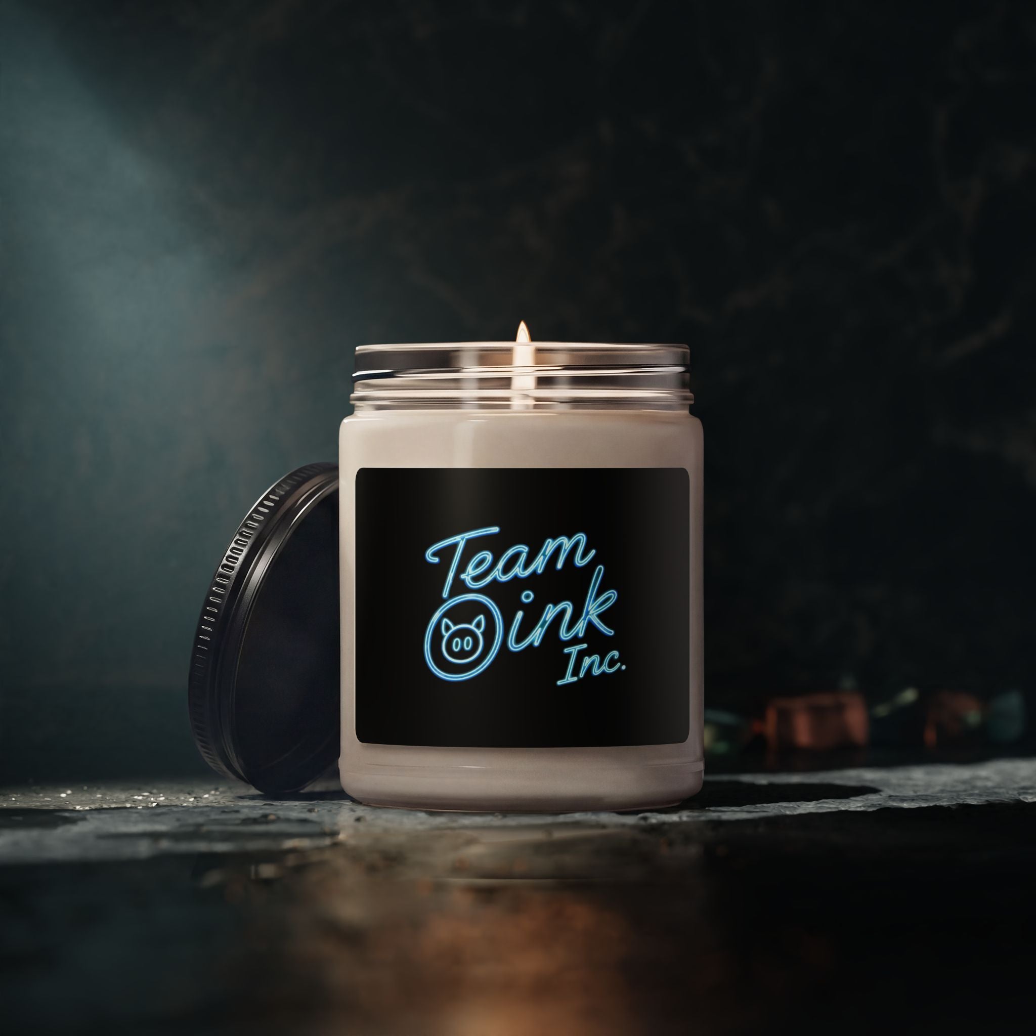 9oz 'Team Oink Inc.' Scented Soy Candle — Clean Cotton & Fresh Linen Home Candle