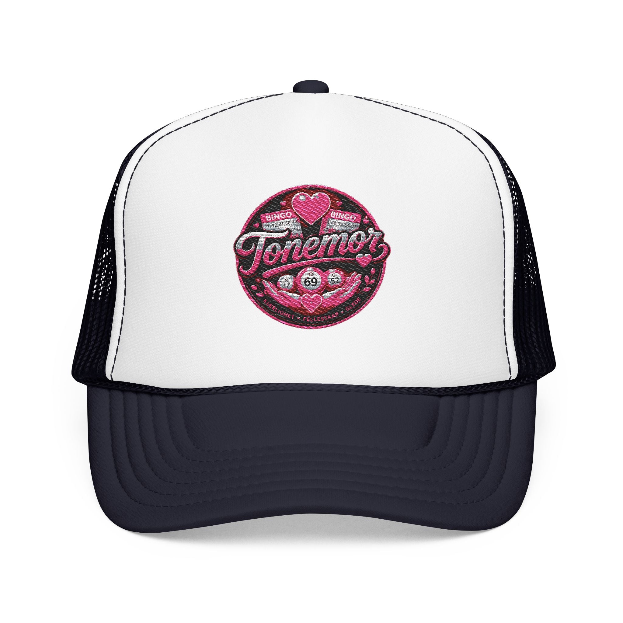Foam Trucker Hat — Pink Glitter "Tenerme" Heart Patch Cap