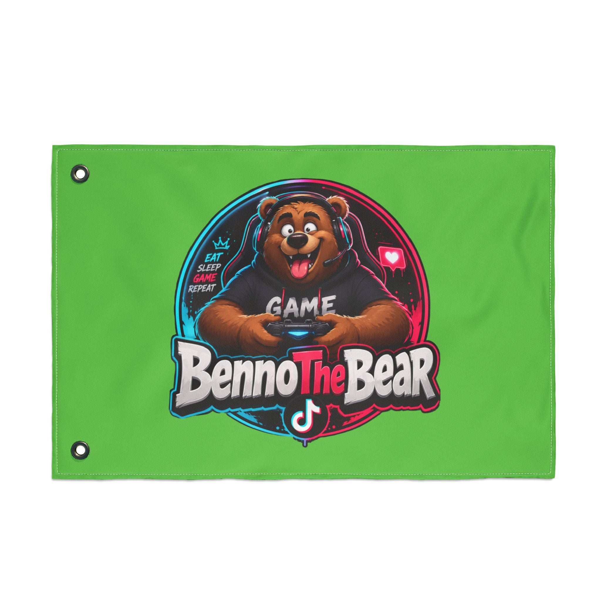 Benno The Bear Gaming Flag — Double-Sided Gamers Banner