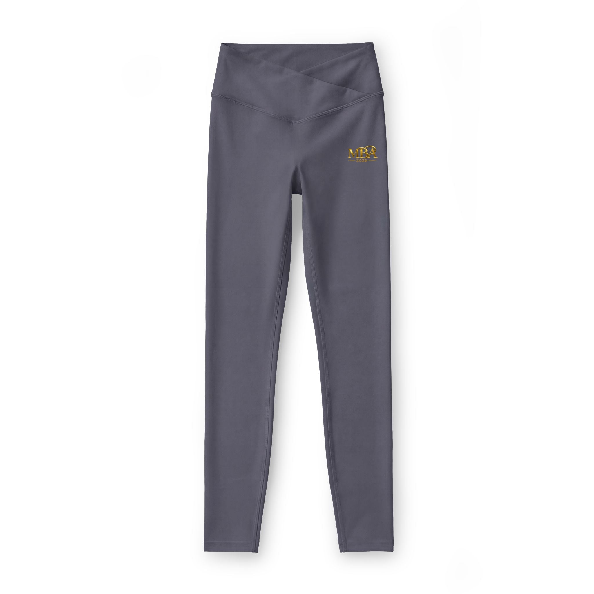 Women’s Luxe Leggings — Black High-Waist Yoga Leggings with Gold Emblem