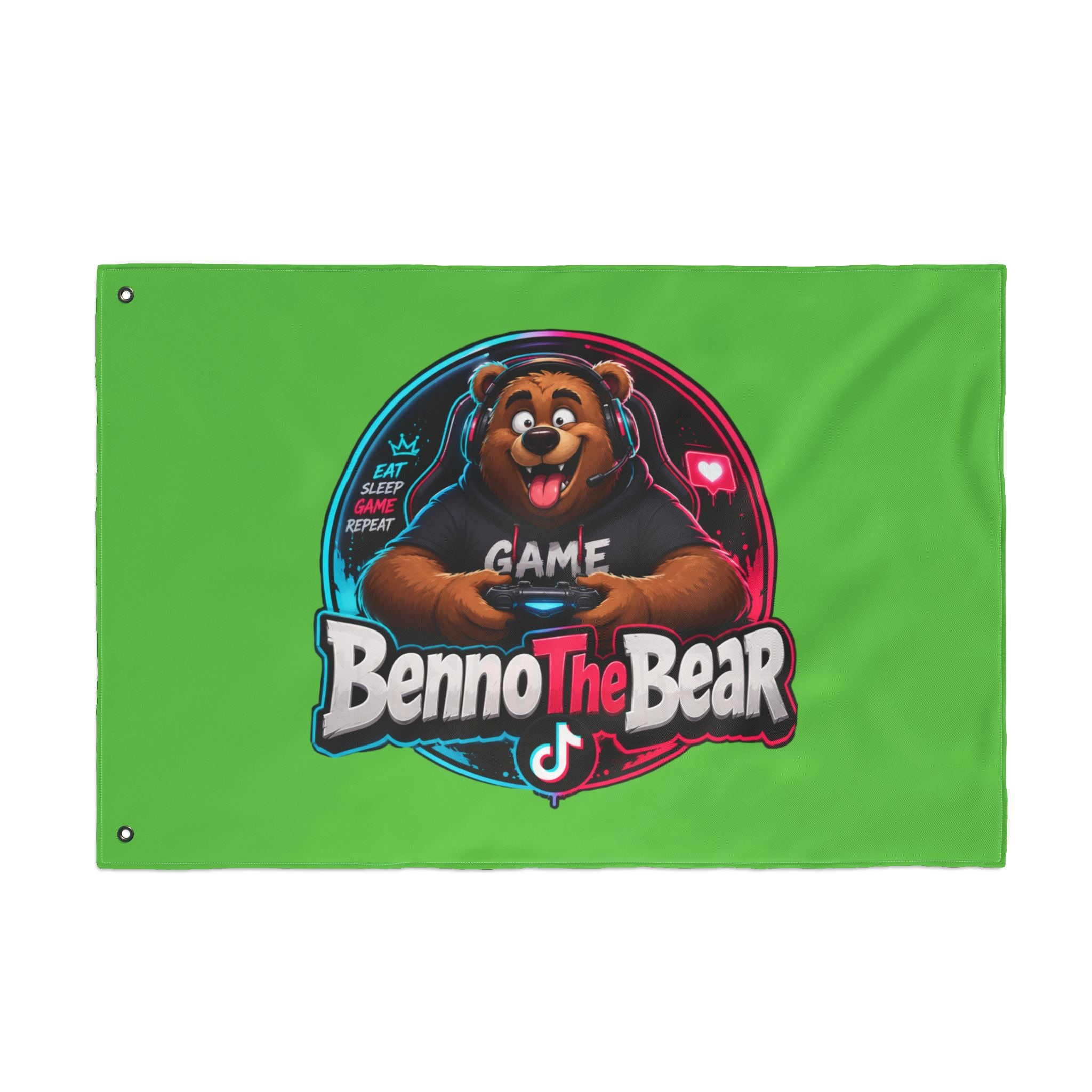 Benno The Bear Gaming Flag — Double-Sided Gamers Banner