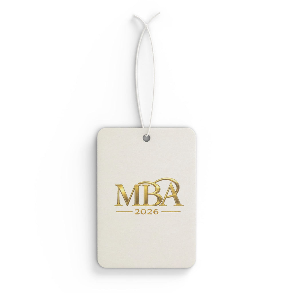 MBA 2026 Gold Logo Car Air Freshener — Graduation Gift & Commute Accessory