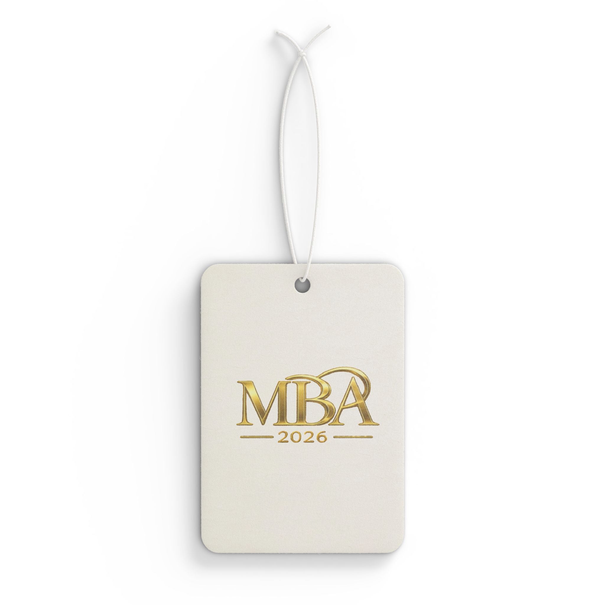 MBA 2026 Gold Logo Car Air Freshener — Graduation Gift & Commute Accessory