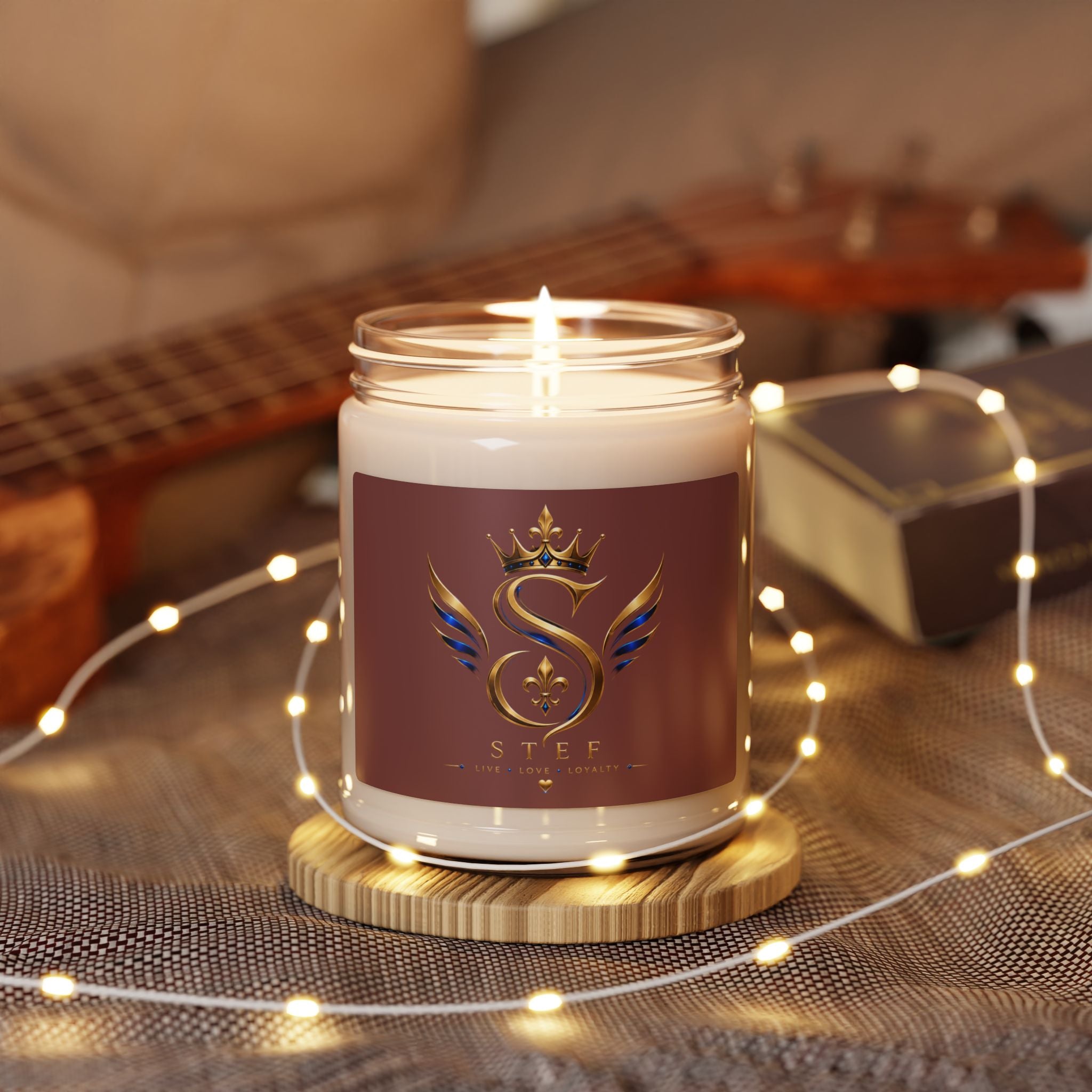 Luxury Scented Soy Candle 9oz — 'STEE' Gold Crest Aromatherapy Jar