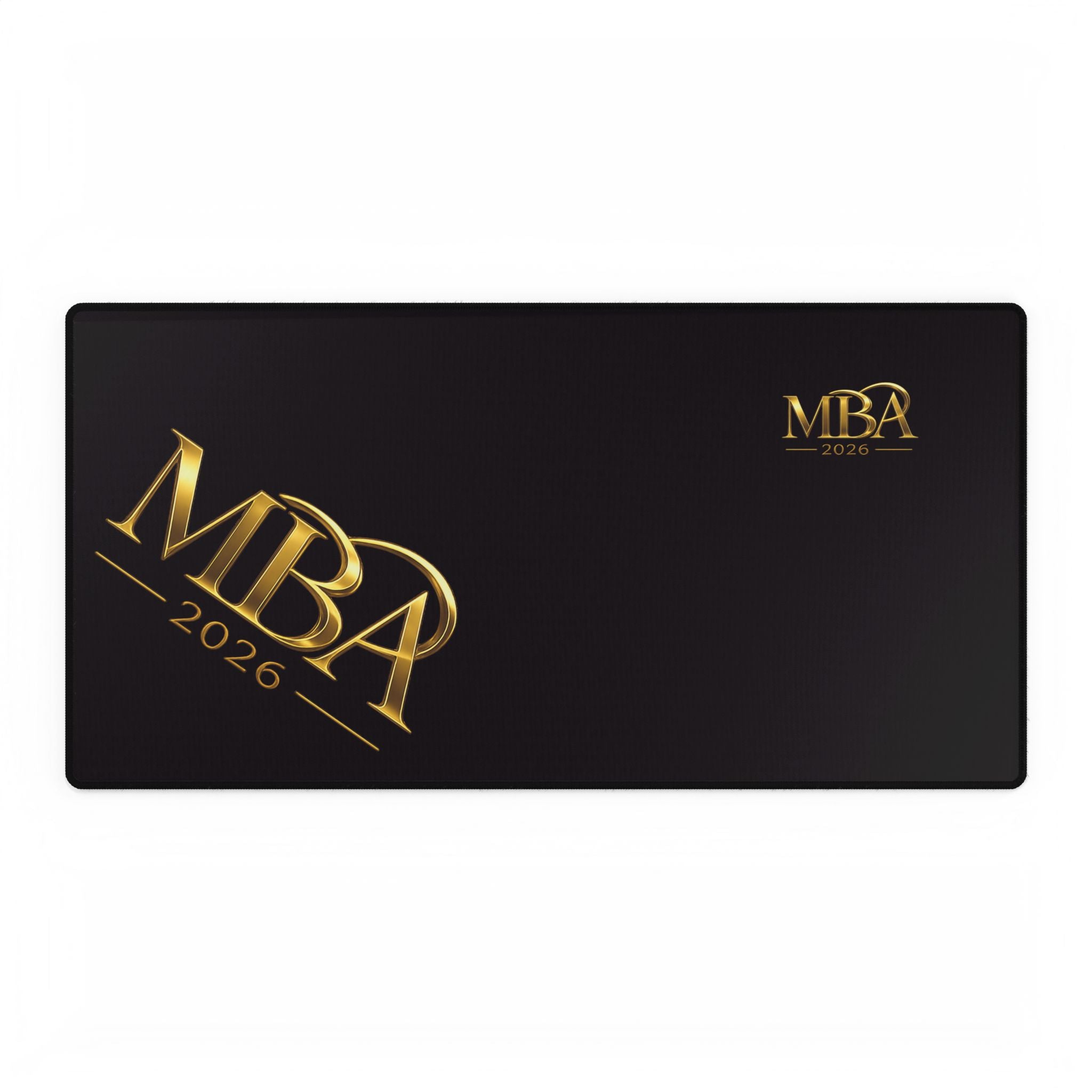MBA 2026 Gold Logo Desk Mat — Luxury Black Extended Desk Pad for Graduates & Professionals