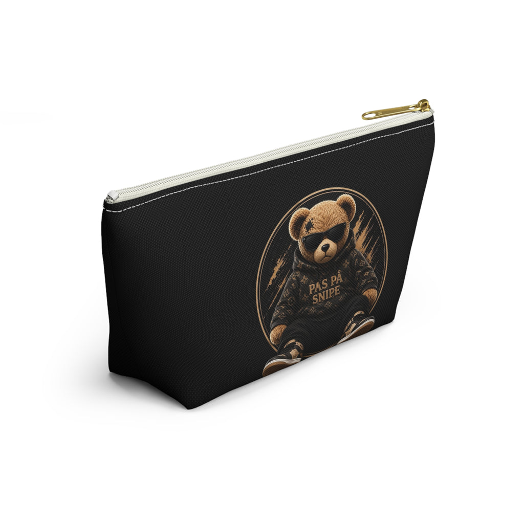 Teddy Bear Accessory Pouch - 'Pas På Snipe' Graphic Cosmetic Bag