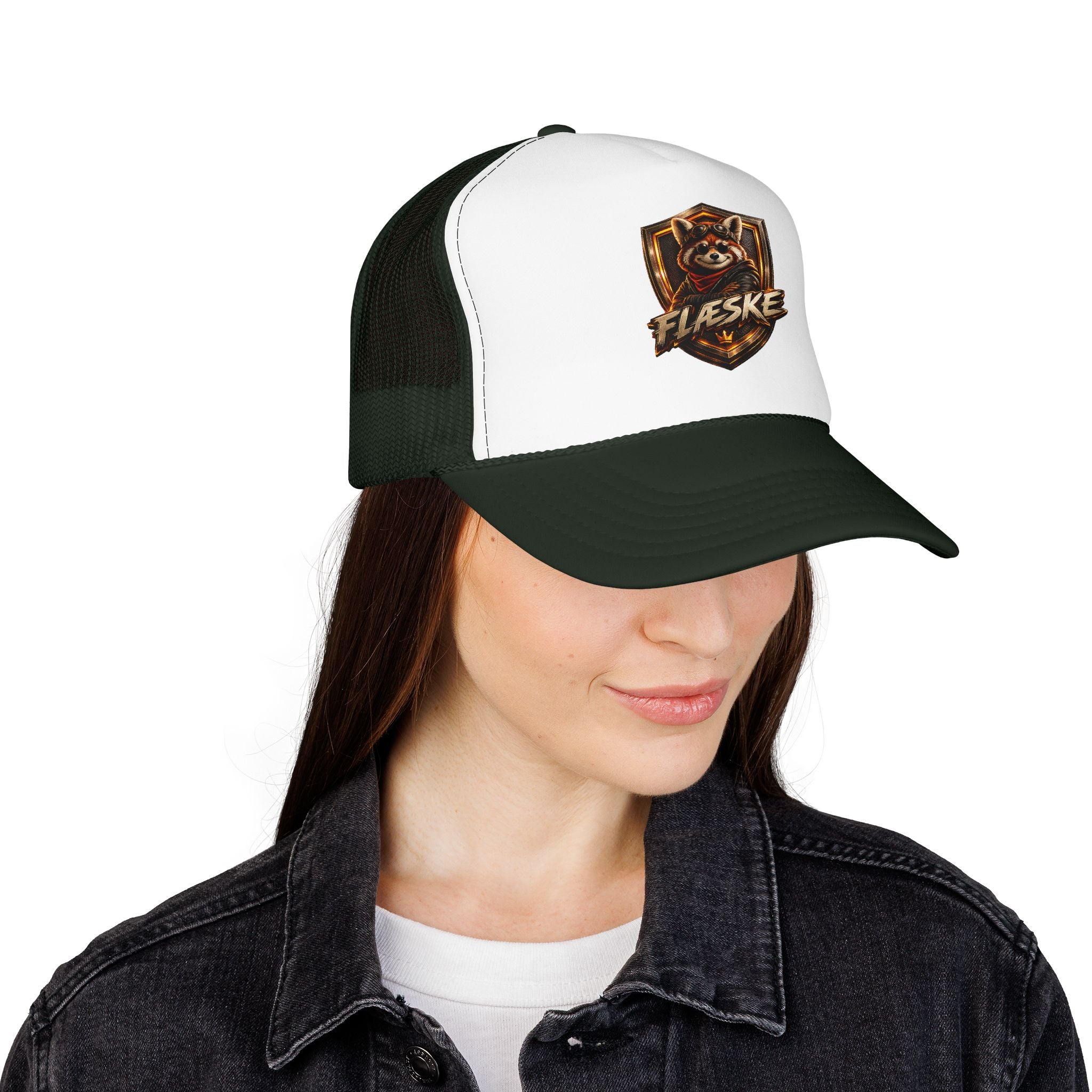 Ember Raccoon Shield Trucker Hat