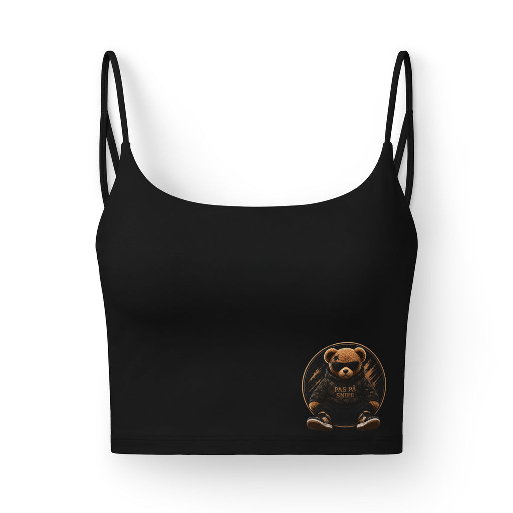 Bear Pocket Luxe Bra — Women's Cropped Strappy Bralette with Tiny Bear Graphic
