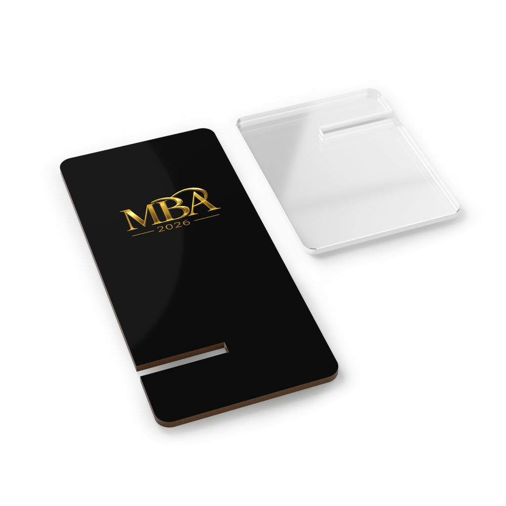 MBA 2026 Mobile Phone Stand — Sleek Black Acrylic Display