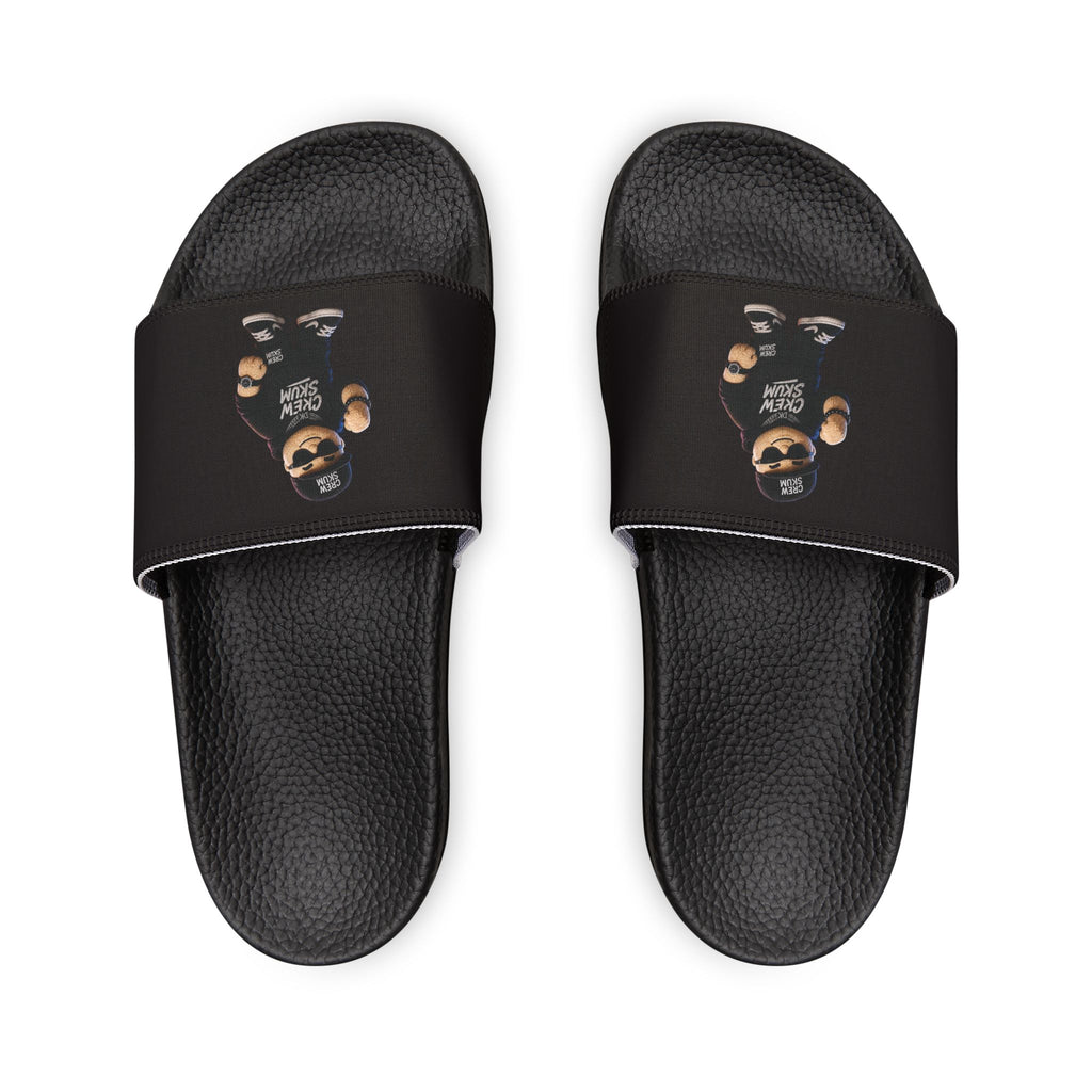 Men's Removable-Strap Slides — Black Bear Paw Graphic Pool & Casual Sandals