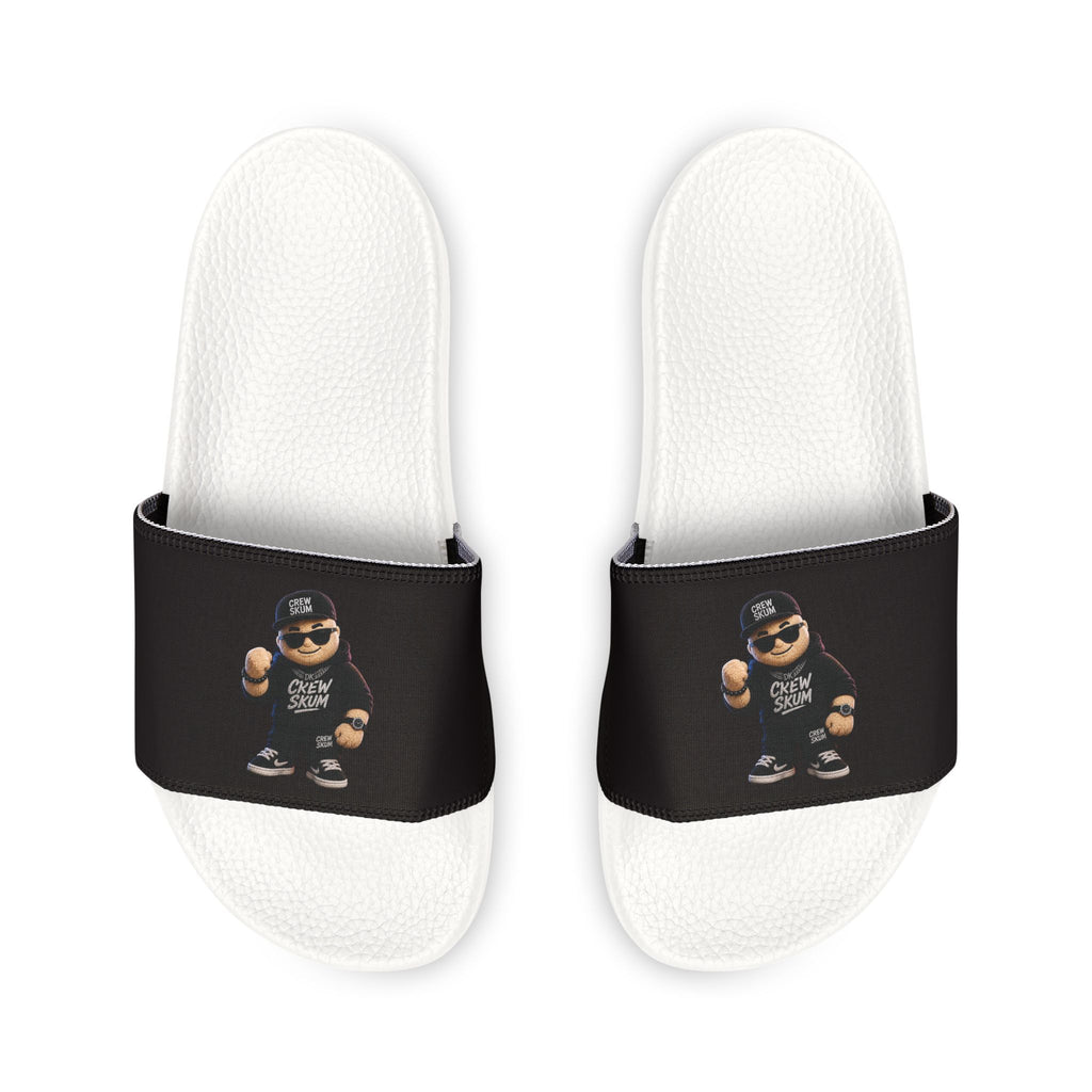 Men's Removable-Strap Slides — Black Bear Paw Graphic Pool & Casual Sandals
