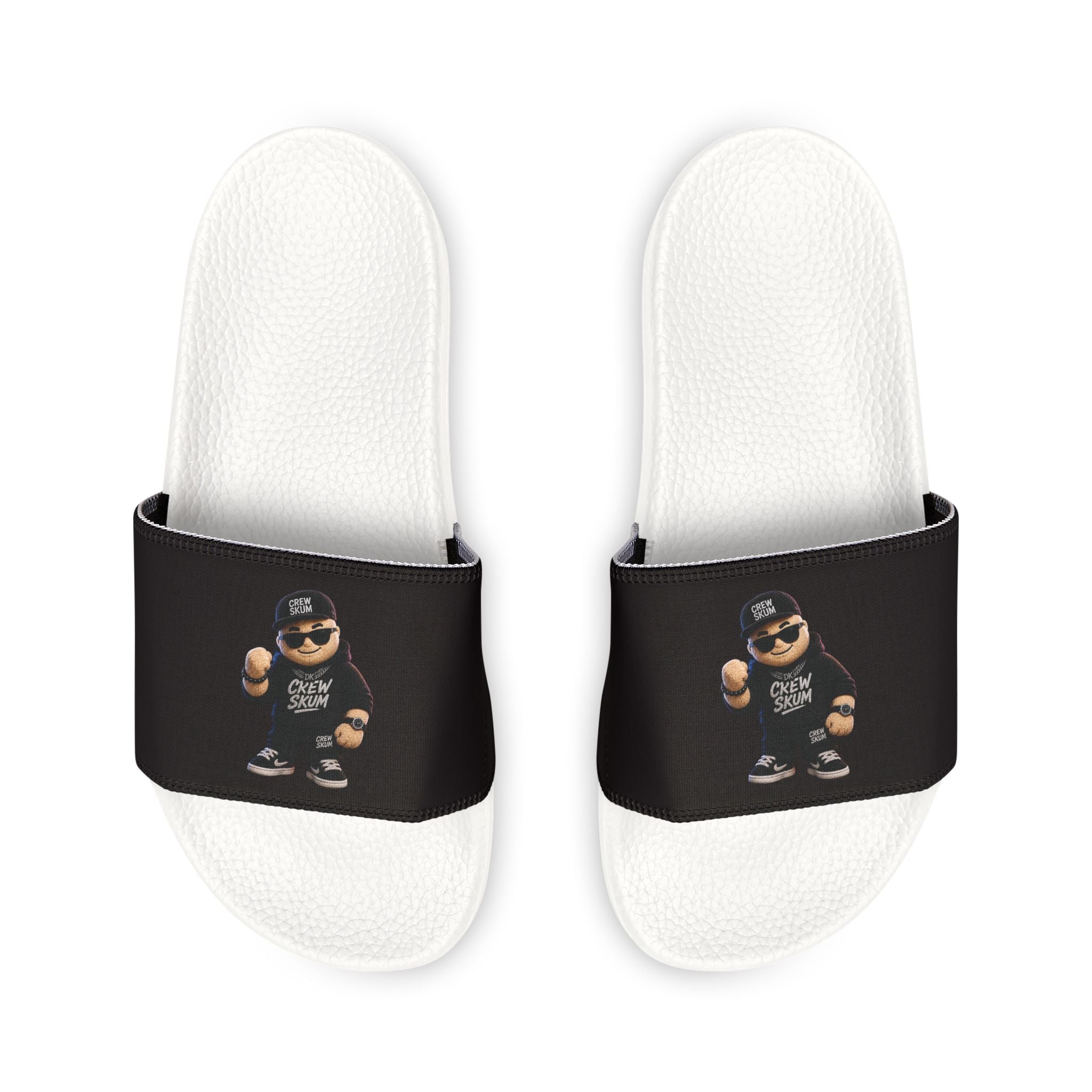 Men's Removable-Strap Slides — Black Bear Paw Graphic Pool & Casual Sandals