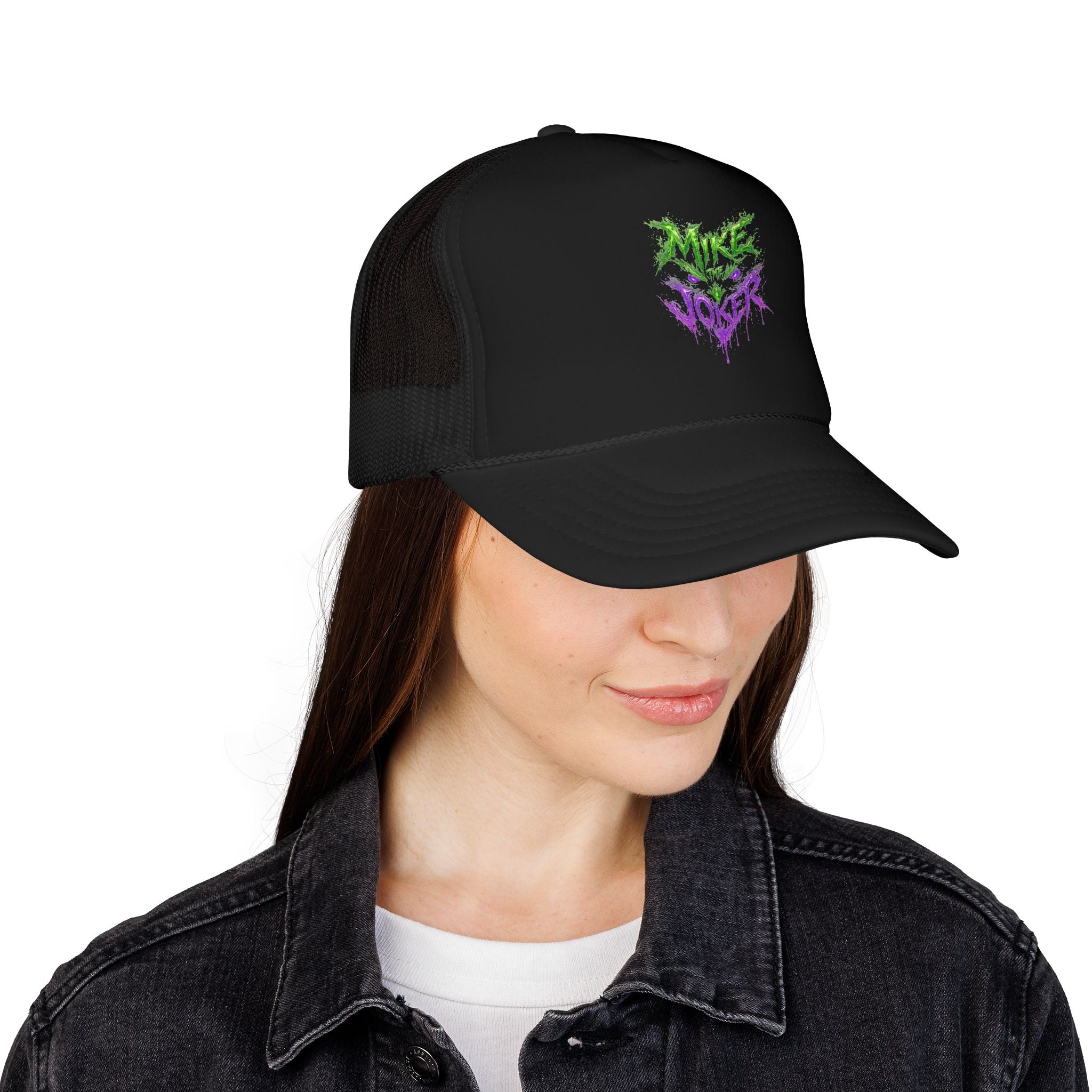 Trucker Hat with Neon Grunge Heart Logo