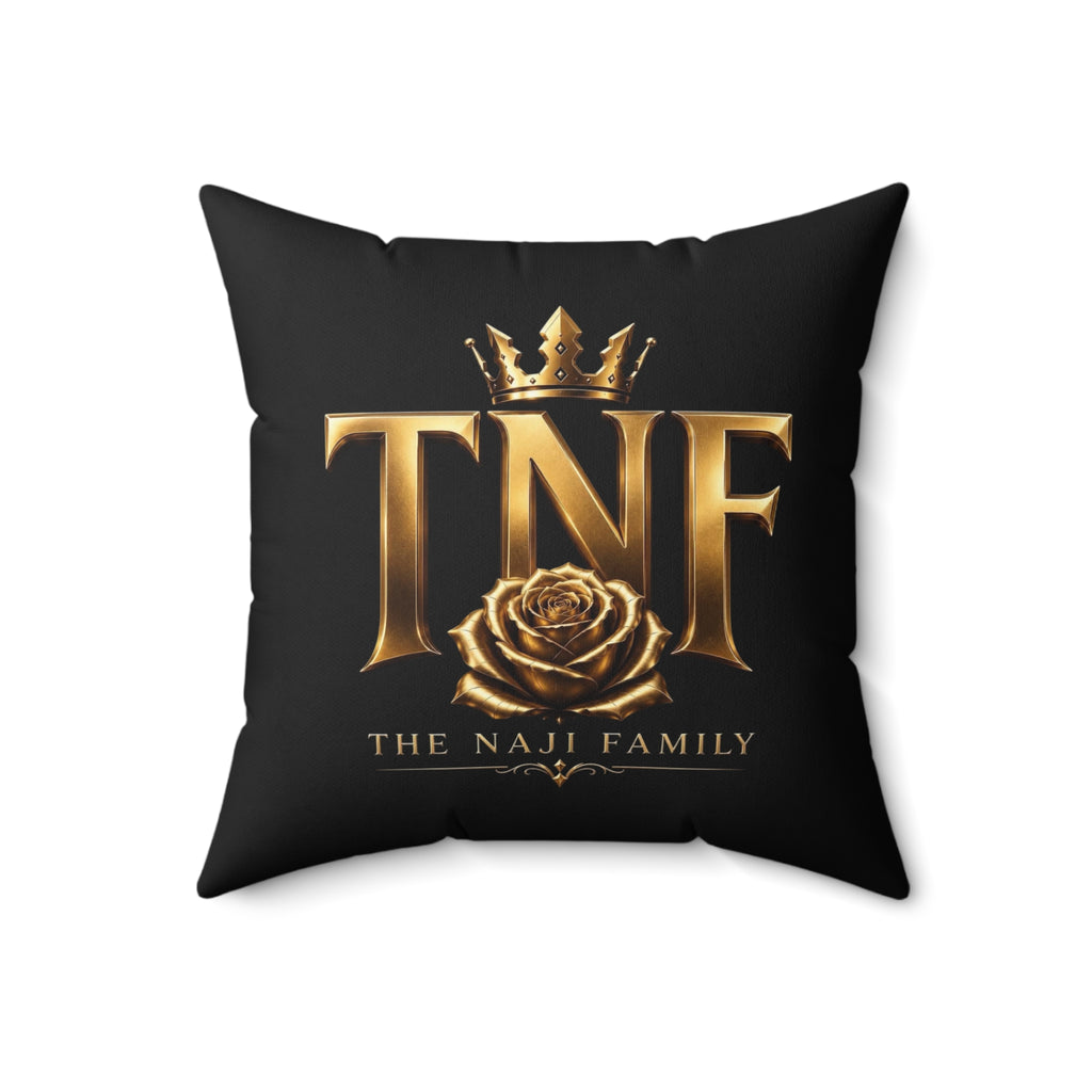 TNF The Naji Family Gold Logo Pillow — Decorative Square Throw Pillow