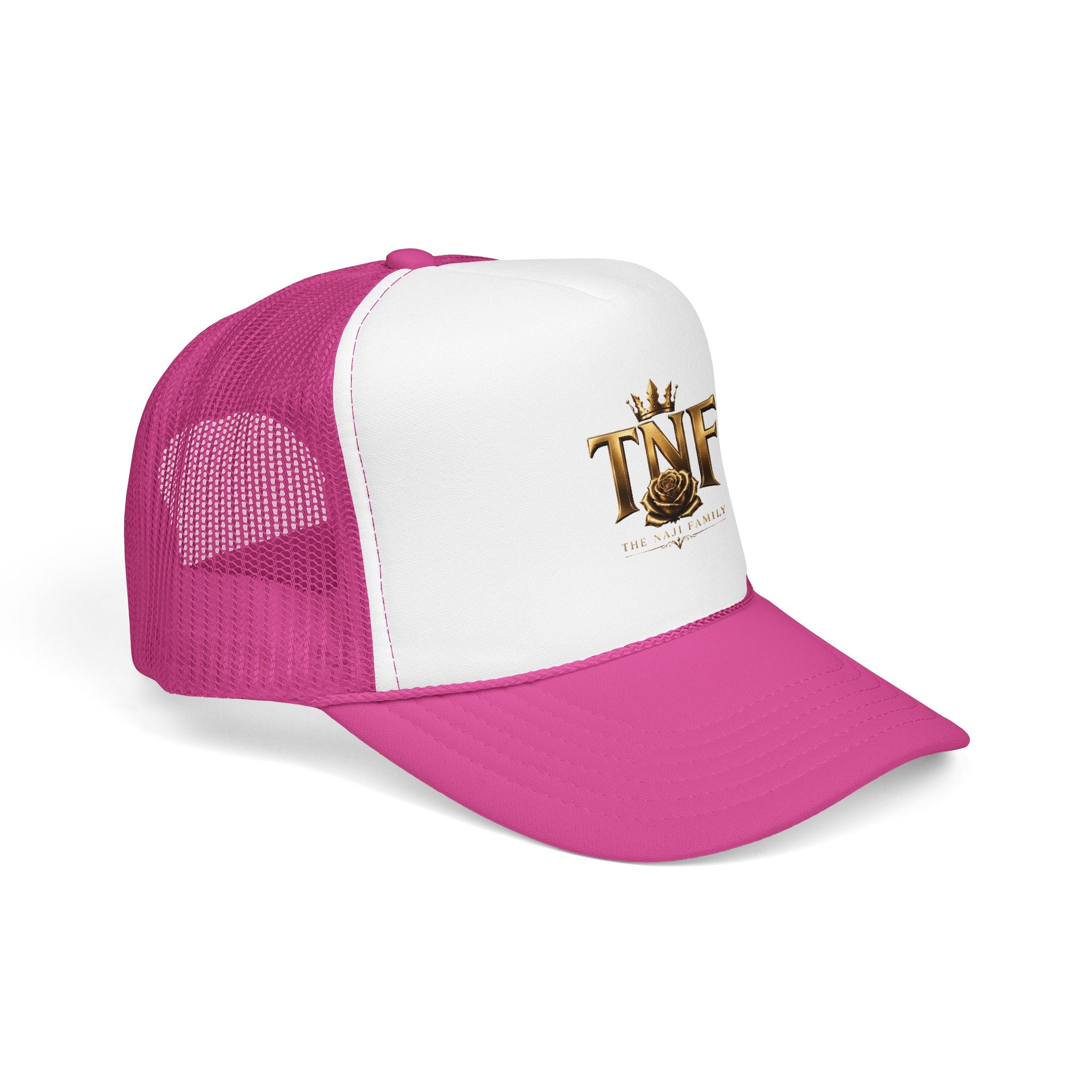 TNF Gold Rose Trucker Hat — The Dark Family Logo Foam Cap