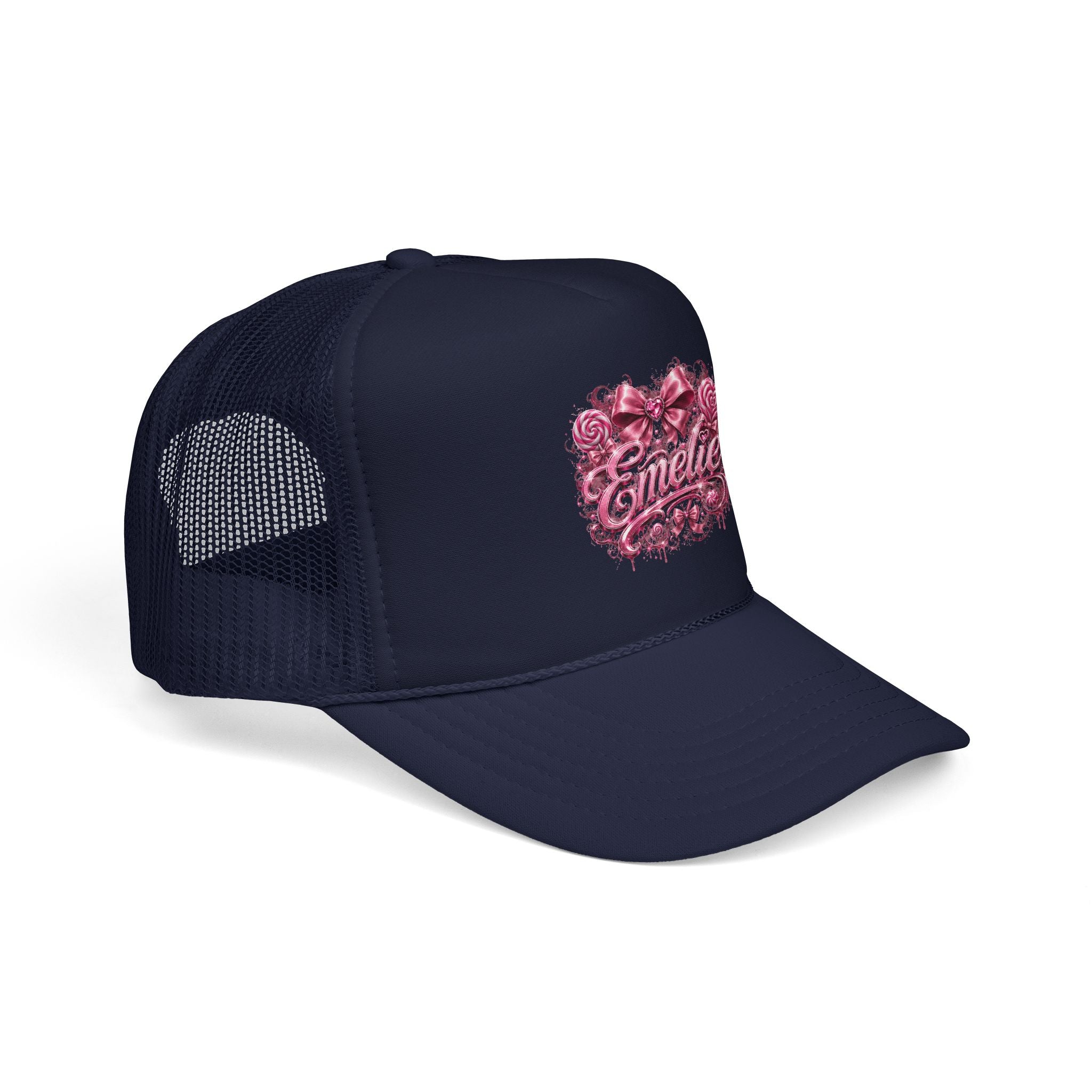 Trucker Hat — Pink Floral 'Enele' Bow Logo