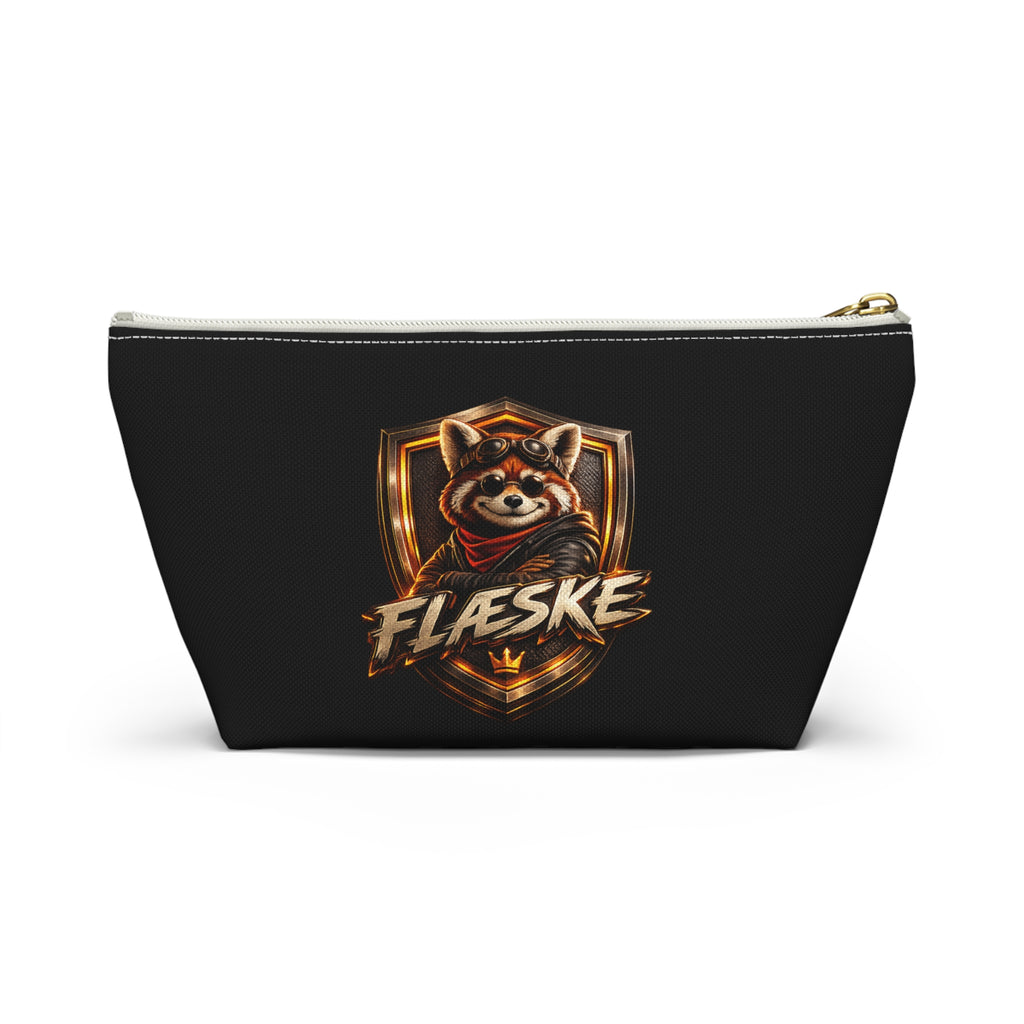 Flæske Red Panda Emblem Accessory Pouch — T‑Bottom Makeup & Gadget Organizer