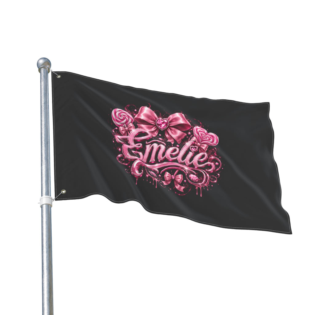 Personalized Pink Candy Name Flag — 'Emelie' Double-Sided Decorative Banner