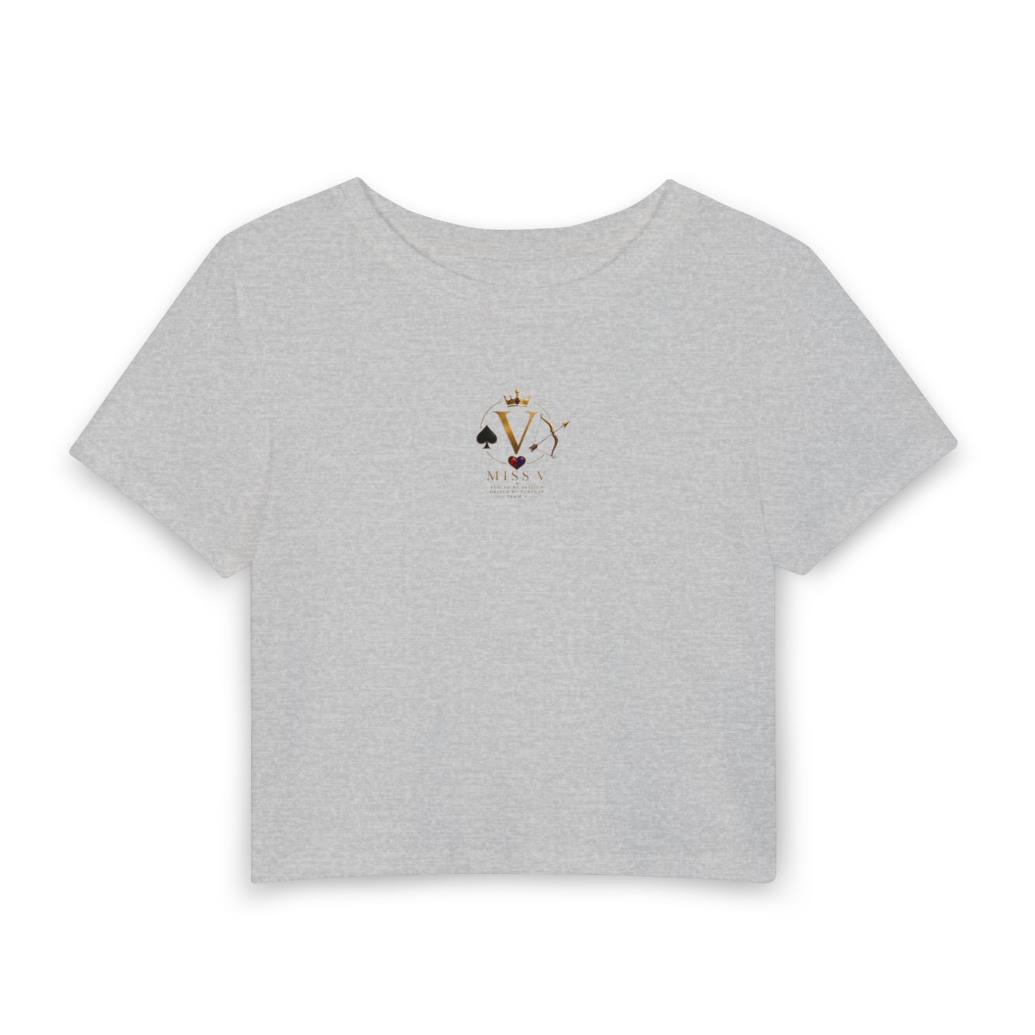 Miss V Mini Tarot Vibes Baby Tee - Small Chest Cardistry Graphic Women's Crop Top