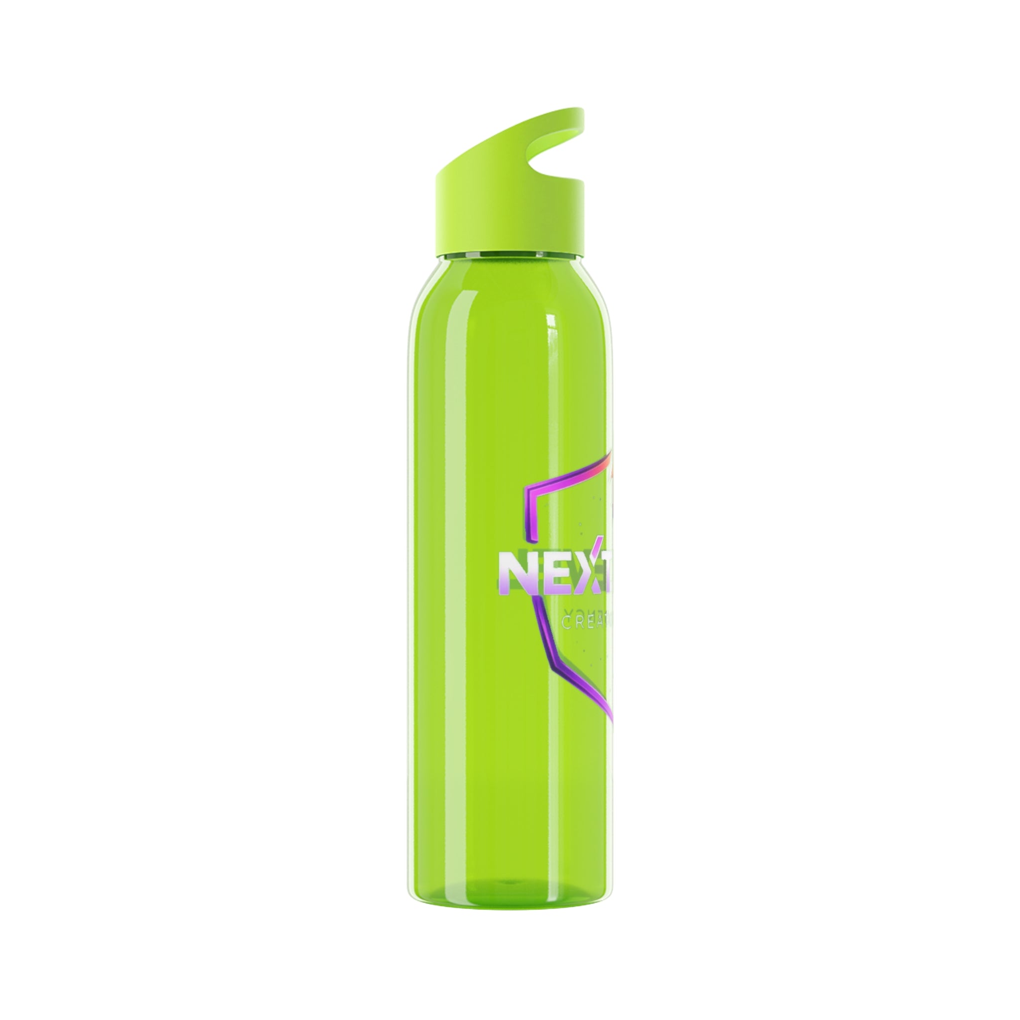 Sky Water Bottle — Clear Bottle with Gradient Arrow Logo (Next Level Creator Agency)