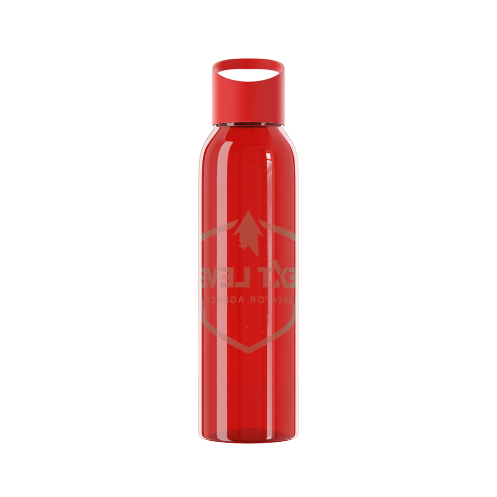 Sky Water Bottle — Clear Bottle with Gradient Arrow Logo (Next Level Creator Agency)