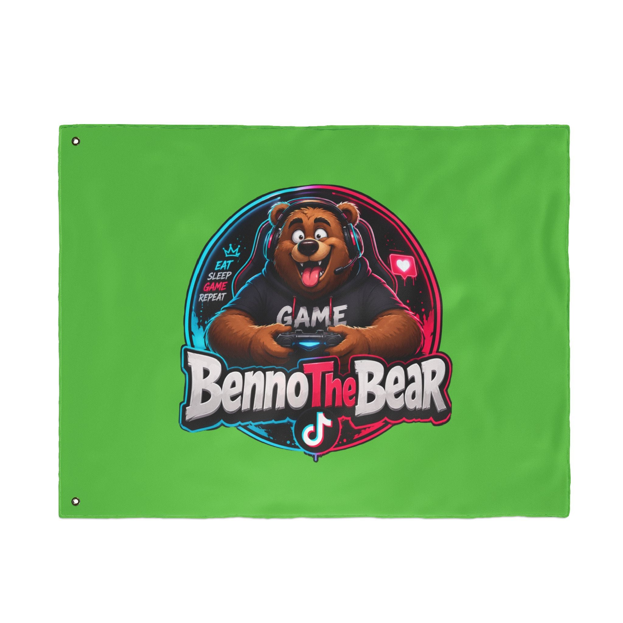 Benno The Bear Gaming Flag — Double-Sided Gamers Banner