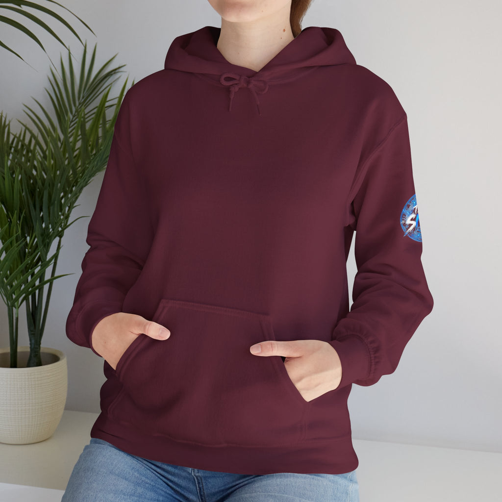 Nord Globe Hoodie — Blue Vintage Graphic Hooded Sweatshirt