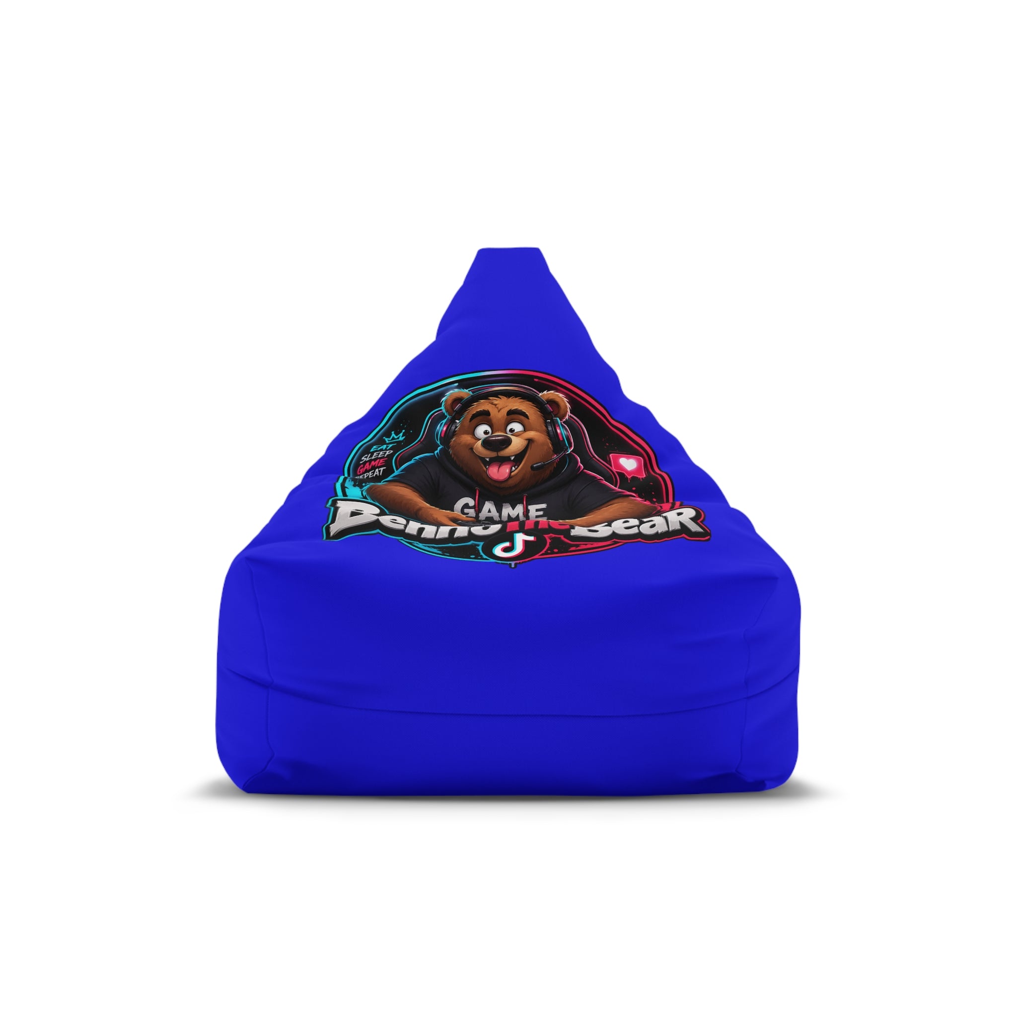 Bean Bag Cover — Blue Gamer Bear Logo Comfort Chair Cover