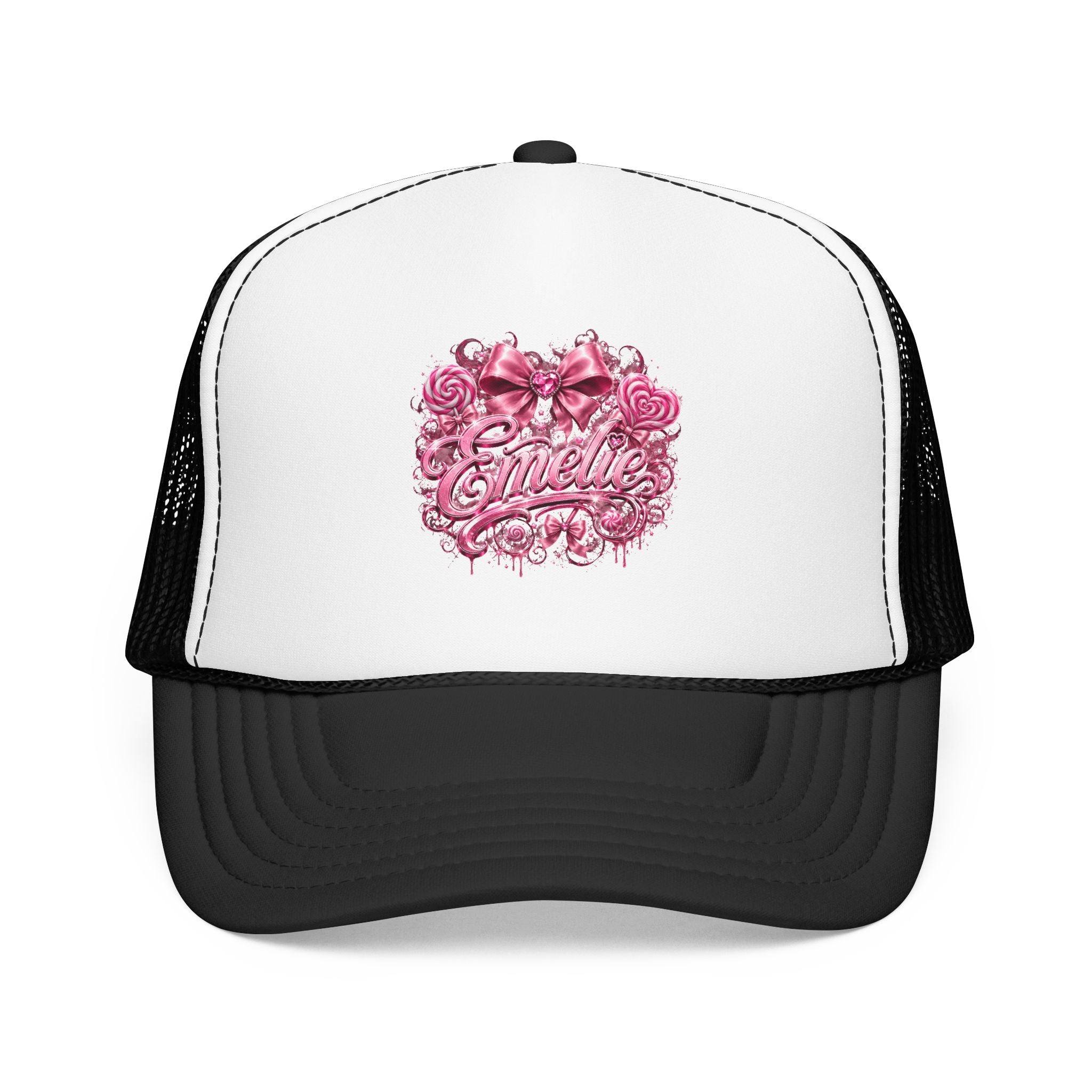 Trucker Hat — Pink Floral 'Enele' Bow Logo
