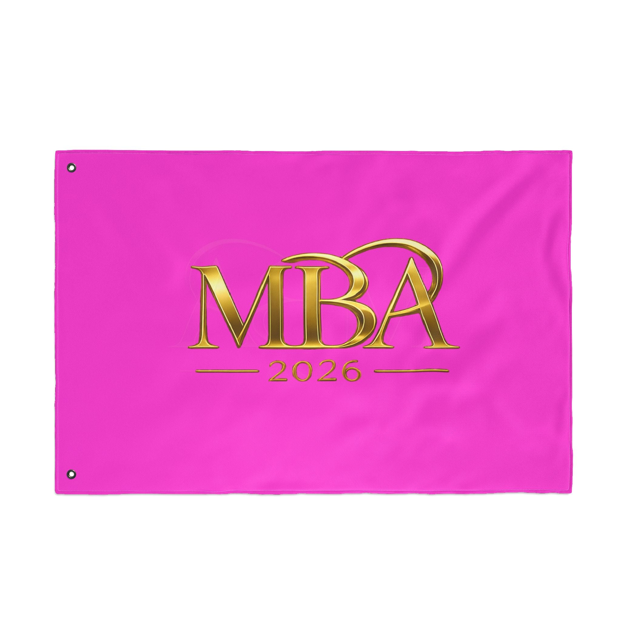 MBA 2026 Double-Sided Flag — Pink Gold Graduation Banner