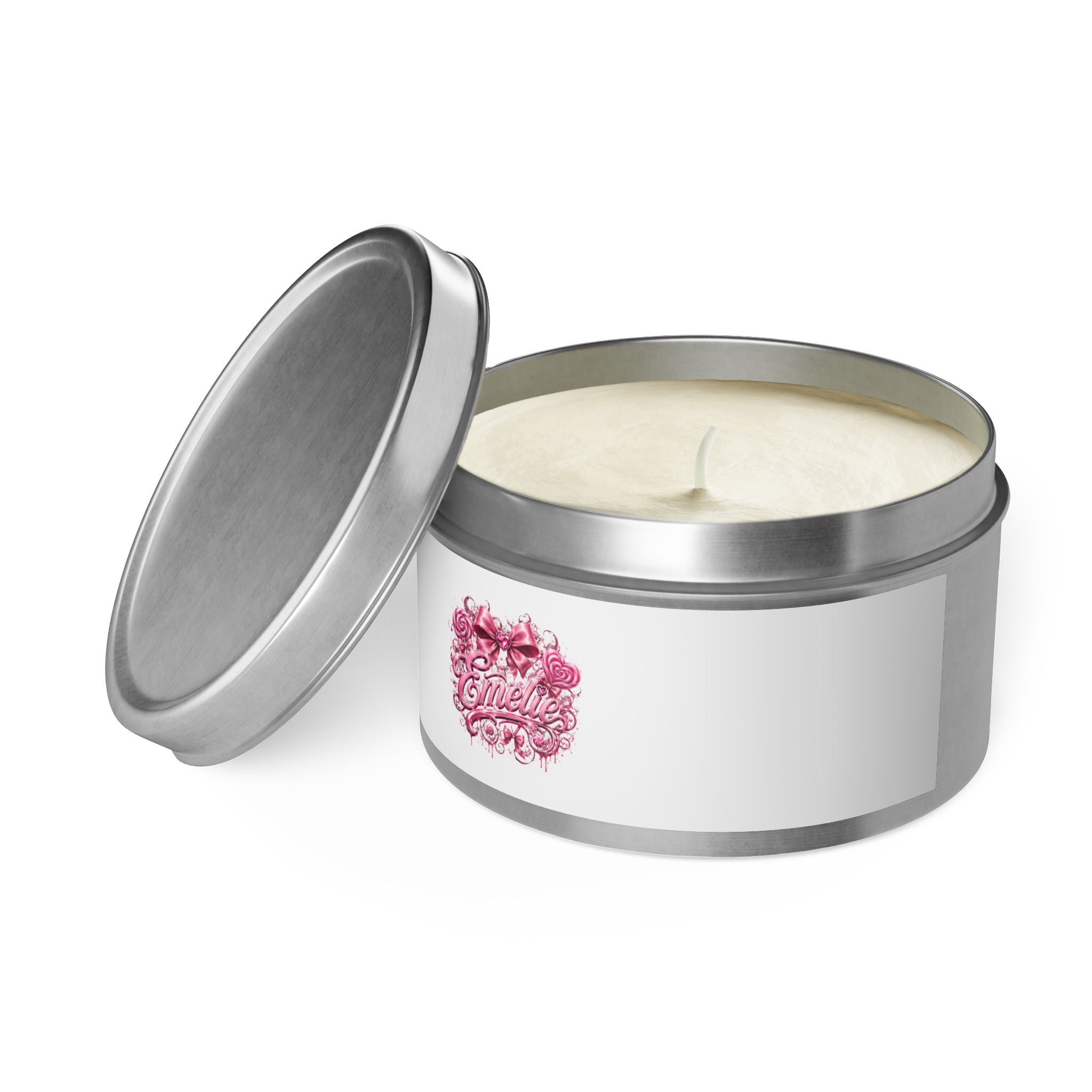 Floral Pink 'Hello' Tin Candle – Scented Decorative Travel Candle