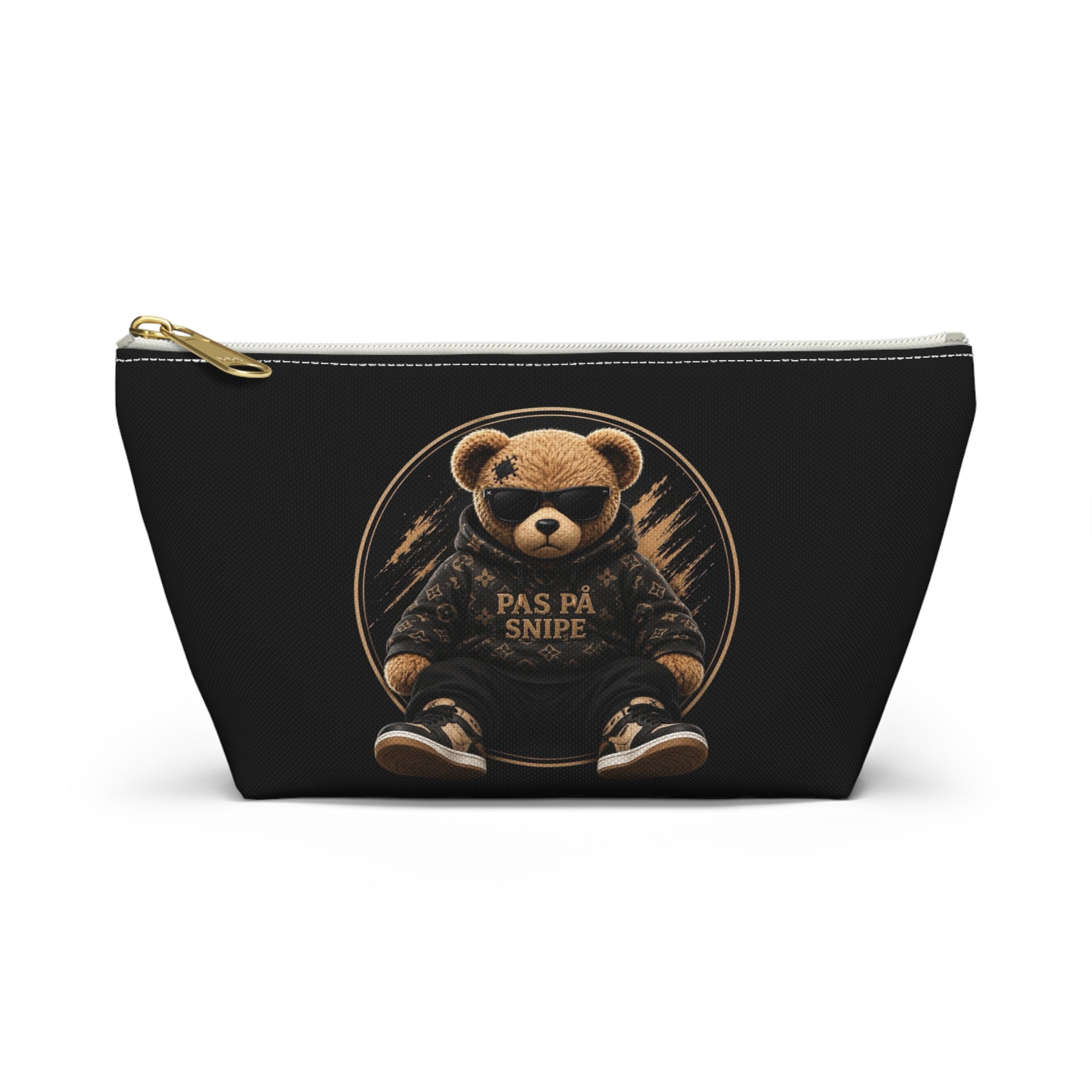 Teddy Bear Accessory Pouch - 'Pas På Snipe' Graphic Cosmetic Bag