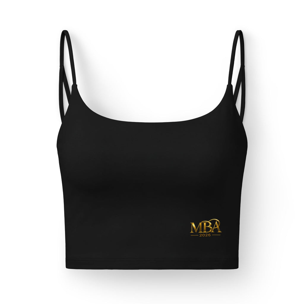 Luxe Women's Crop Bra — Sleek Strappy Comfort with Subtle Gold Logo