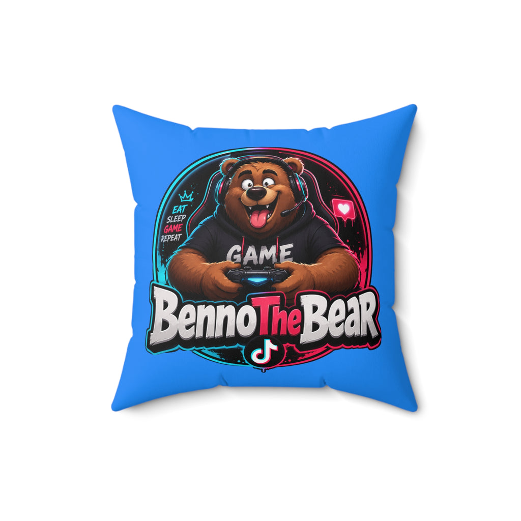 Benno The Bear Gaming Pillow — Cute Gamer Bear Decorative Throw Pillow