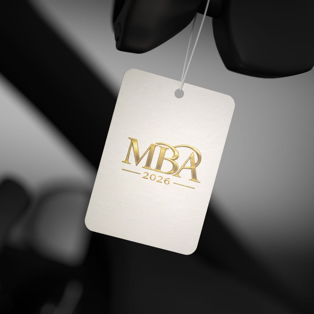 MBA 2026 Gold Logo Car Air Freshener — Graduation Gift & Commute Accessory