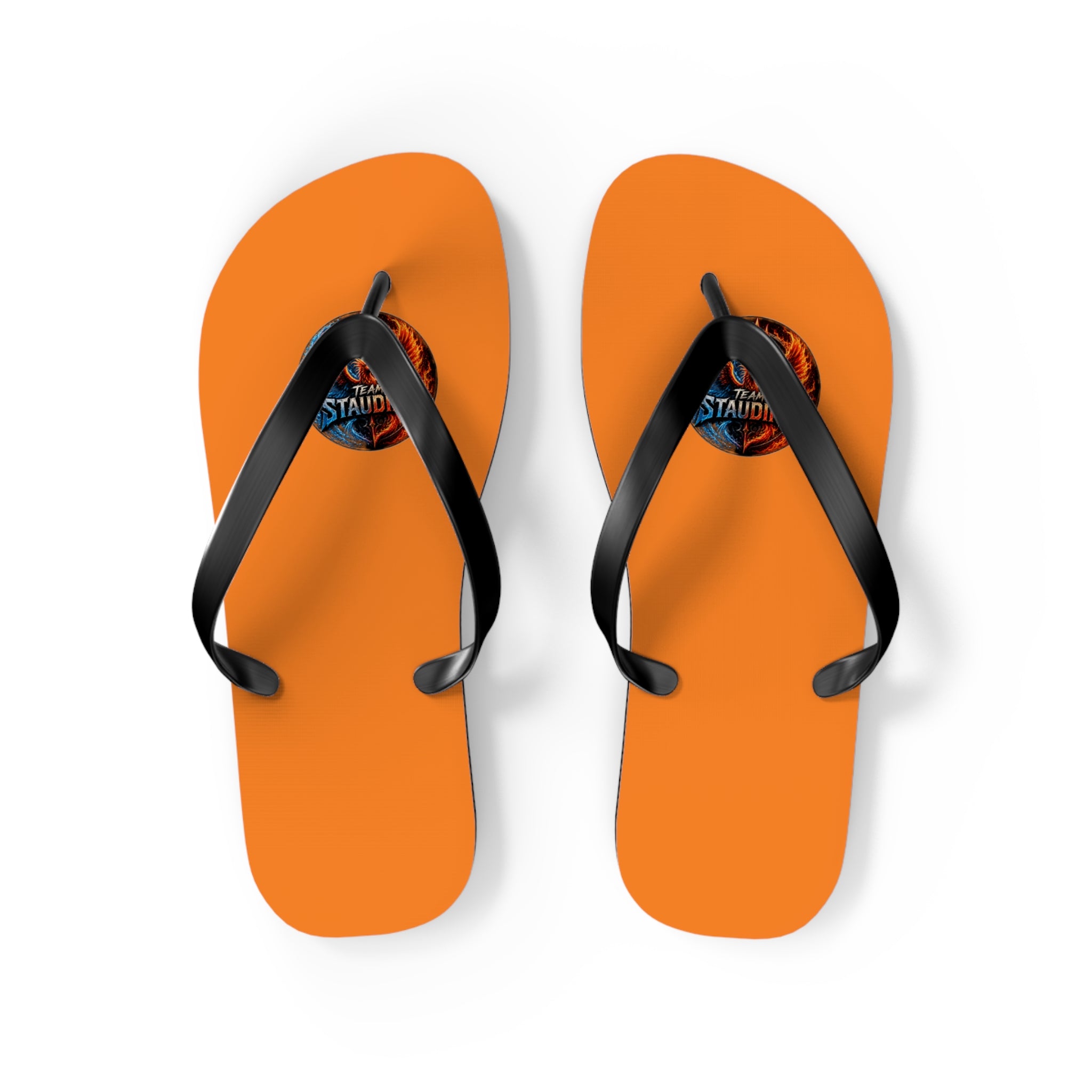 Orange Flip Flops with Small Tribal Sun Accent – Summer Beach Sandals