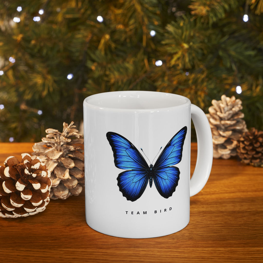 Blue Butterfly Ceramic Mug — Inspirational 'You Are Stronger Than You Think' Coffee Cup (11oz, 15oz)