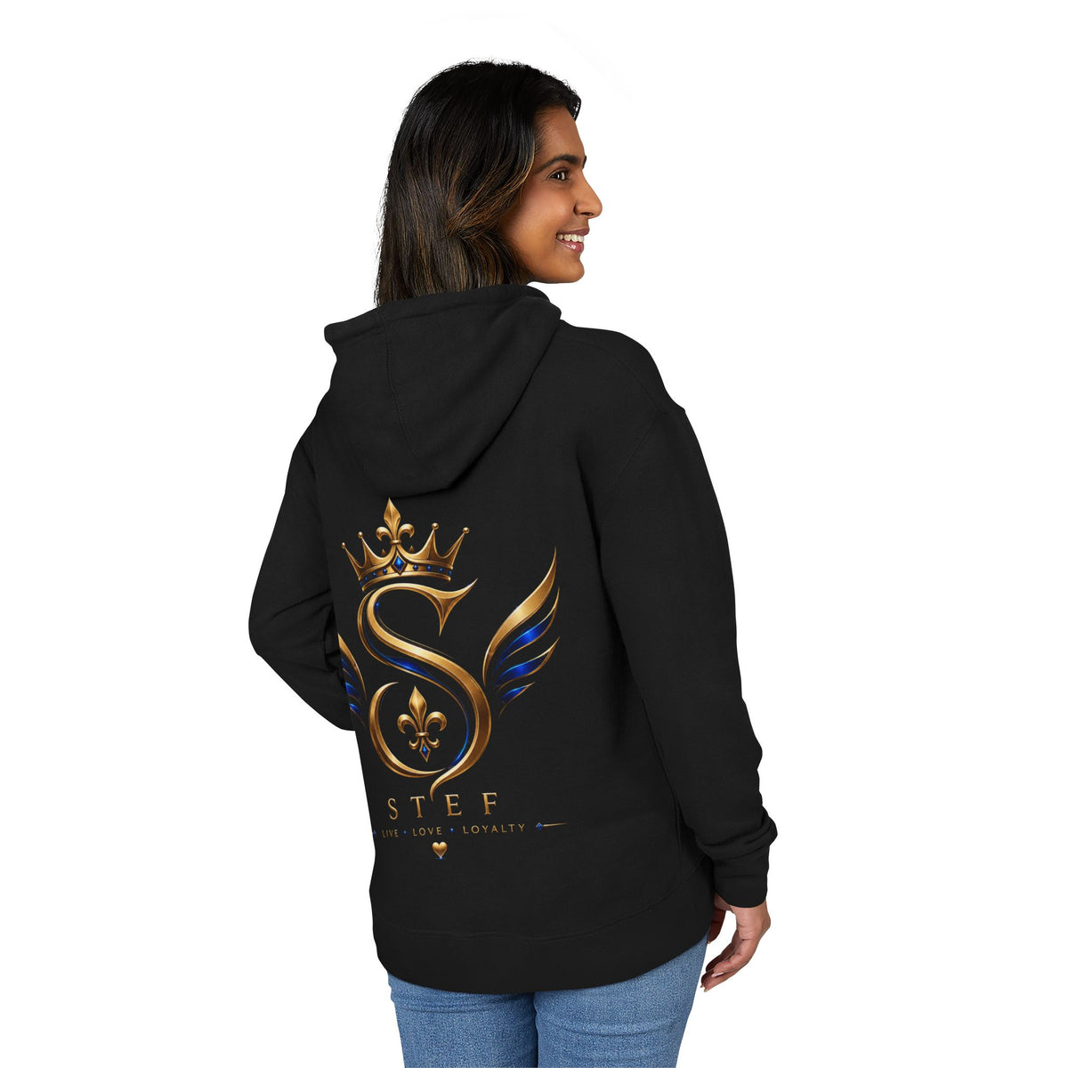 Crown S Wings Hoodie — Gold Fleur-de-Lis Logo French Terry Sweatshirt
