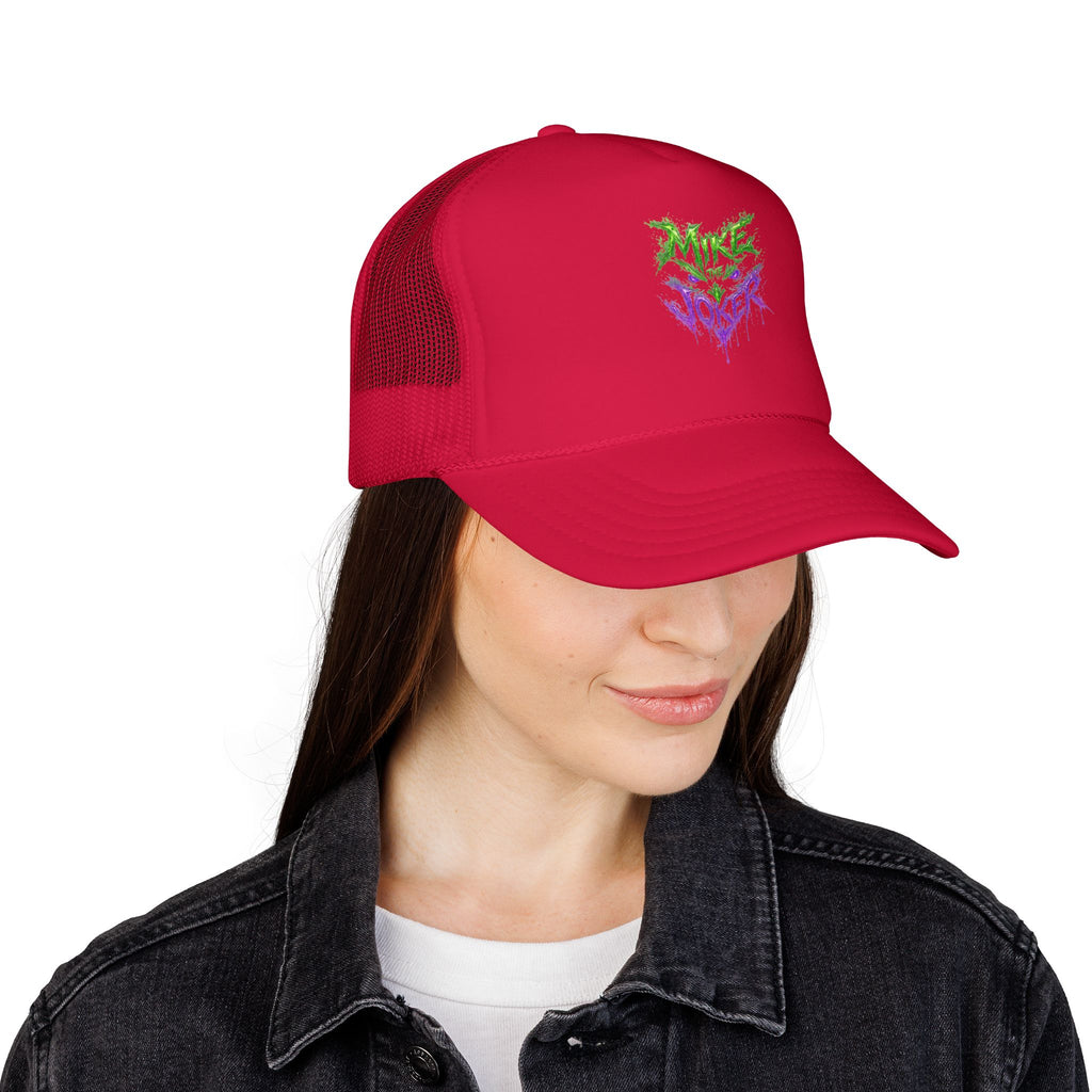 Trucker Hat with Neon Grunge Heart Logo