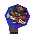 Foldable Umbrella - "Game the Bear" Cartoon Gamer Blue Travel Umbrella