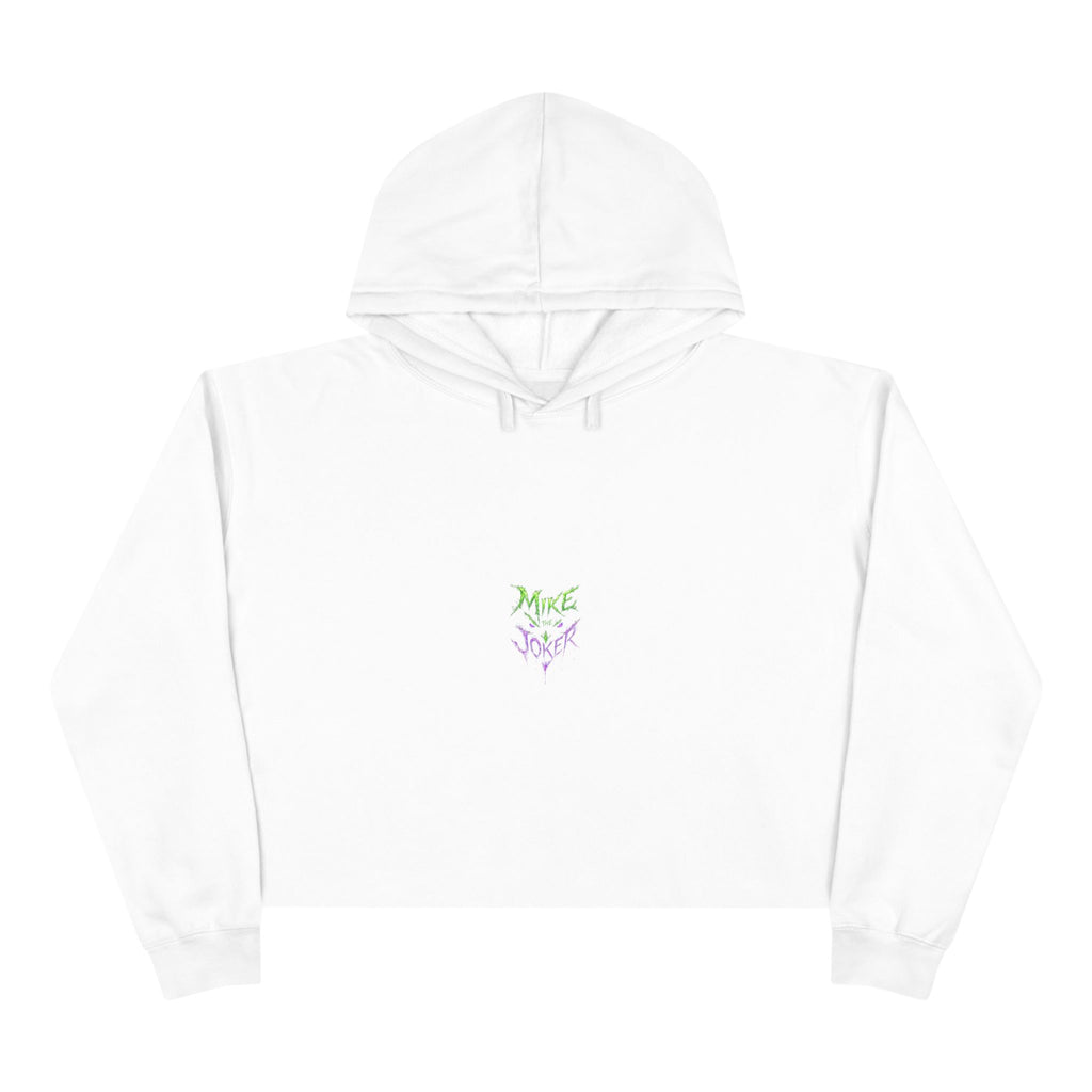Crop Hoodie — 'Mixe Joker' Minimal Front / Bold Back Graphic Cropped Hoodie