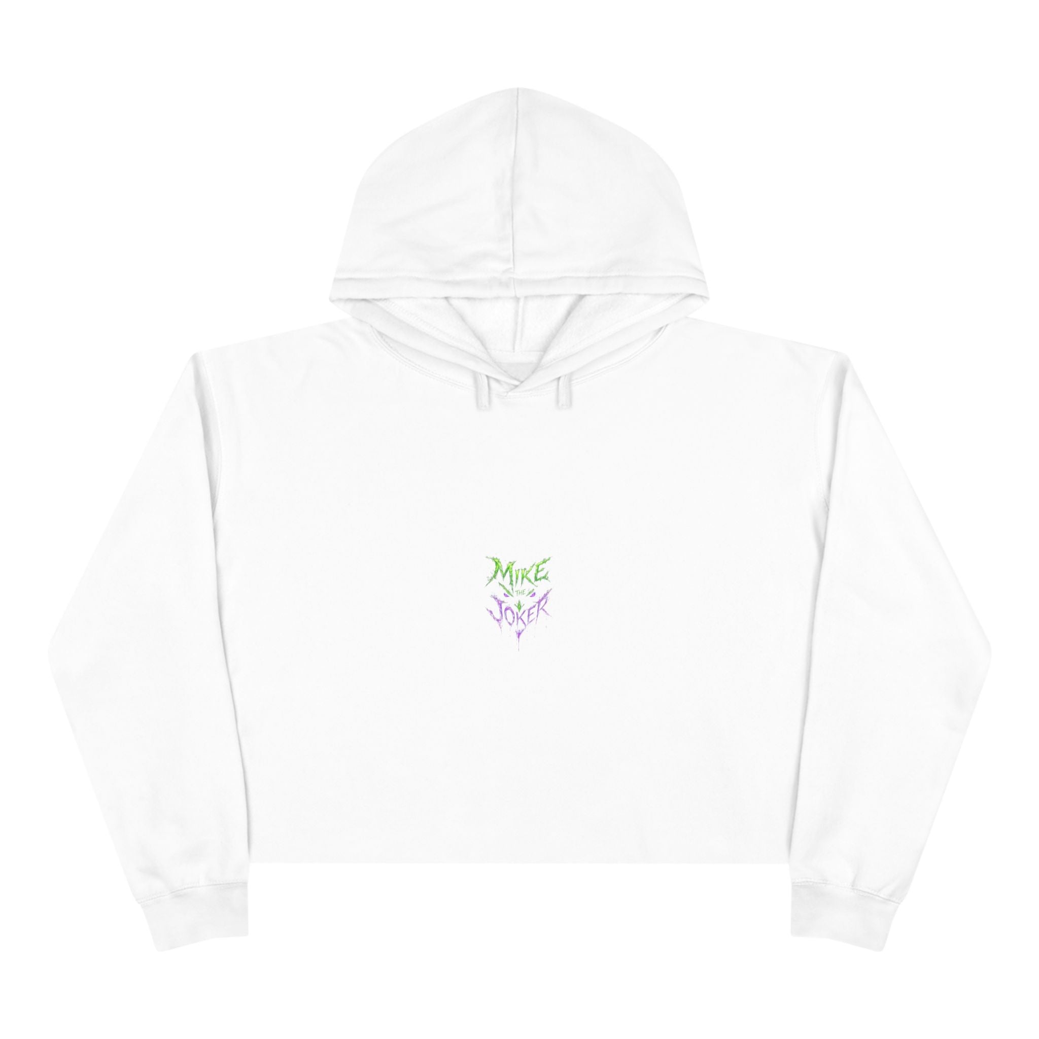 Crop Hoodie — 'Mixe Joker' Minimal Front / Bold Back Graphic Cropped Hoodie