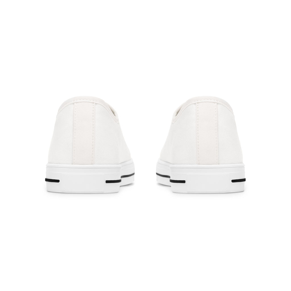 Floral Vibes Low Top Sneakers – Women's White Canvas Shoes with Purple Blossom Accent