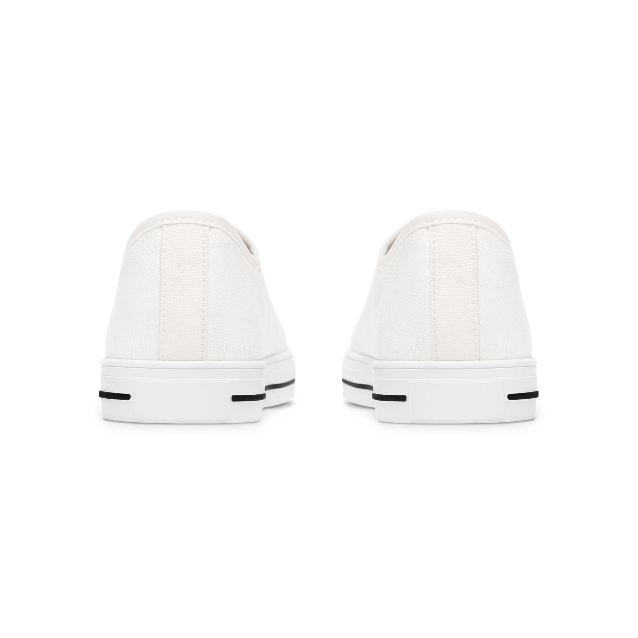 Floral Vibes Low Top Sneakers – Women's White Canvas Shoes with Purple Blossom Accent