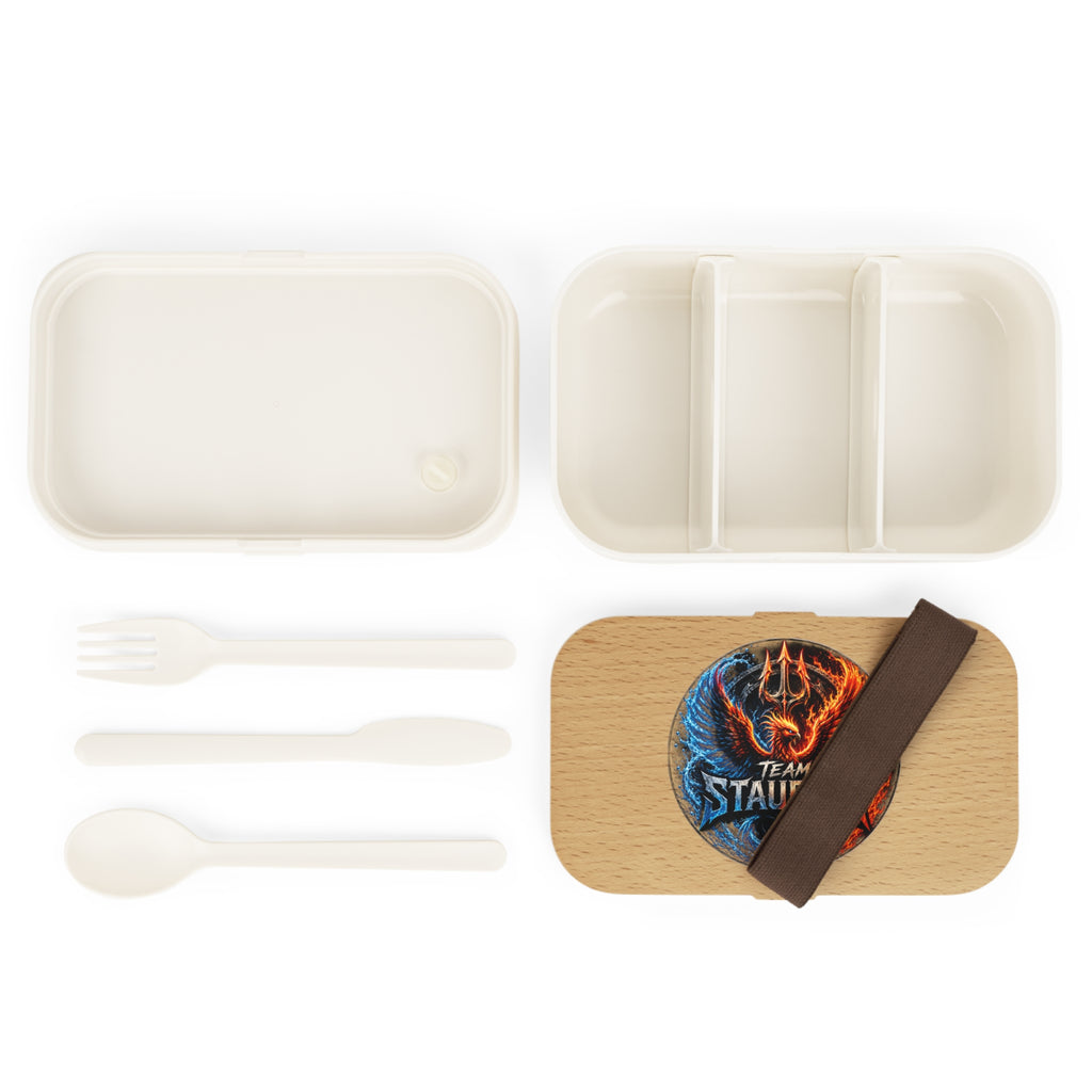 Team Stauding Bento Lunch Box — Fire & Ice Gaming Logo Wooden Lid