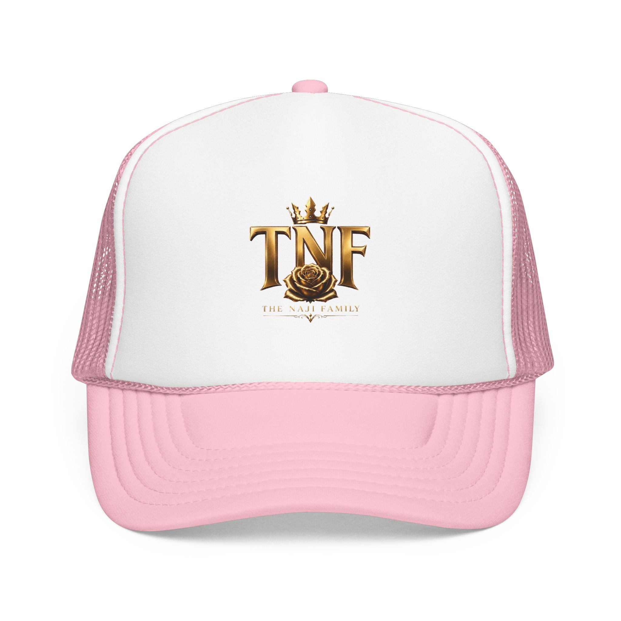 TNF Gold Rose Trucker Hat — The Dark Family Logo Foam Cap