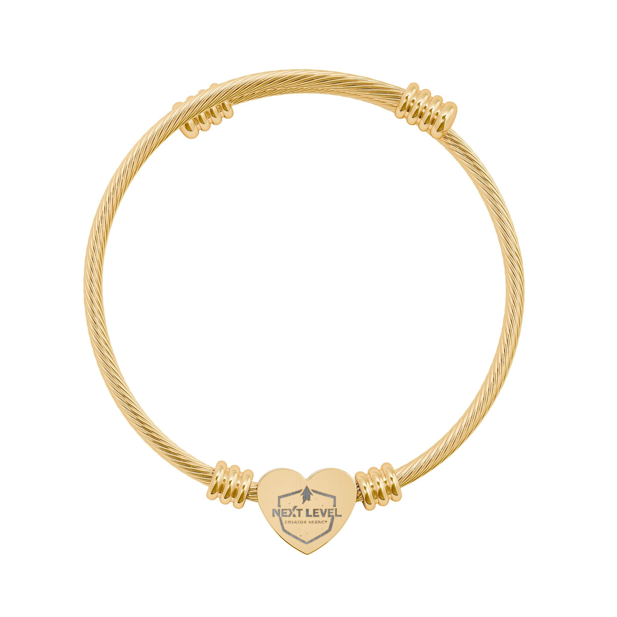 NLC Engravable Heart Cuff Bracelet — Personalized Minimalist Wire Bangle