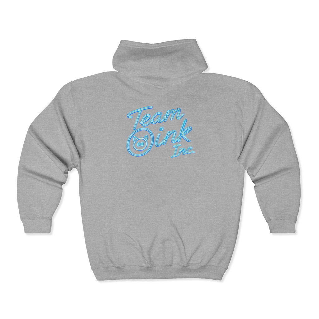 Team Ink Inc. Full-Zip Hoodie — Retro Script Logo Zip-Up Sweatshirt