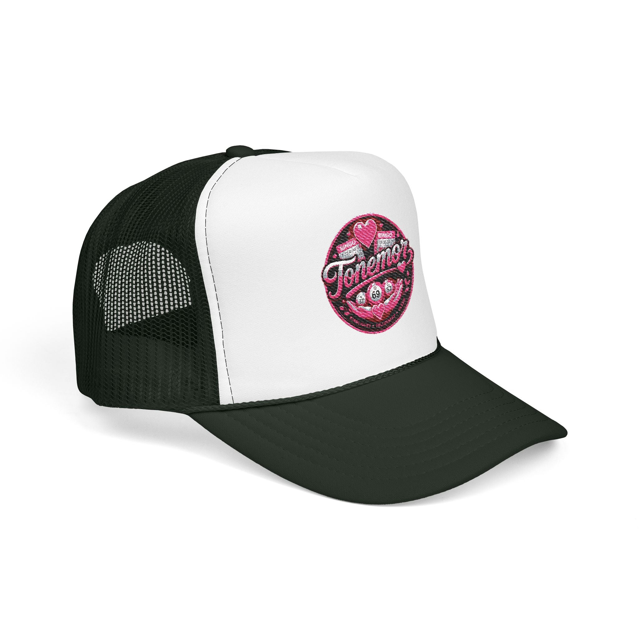 Foam Trucker Hat — Pink Glitter "Tenerme" Heart Patch Cap