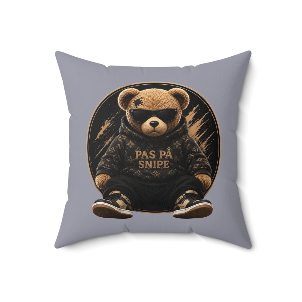 Teddy Bear 'Pas På Snipe' Decorative Pillow — Cozy Scandinavian Accent Pillow